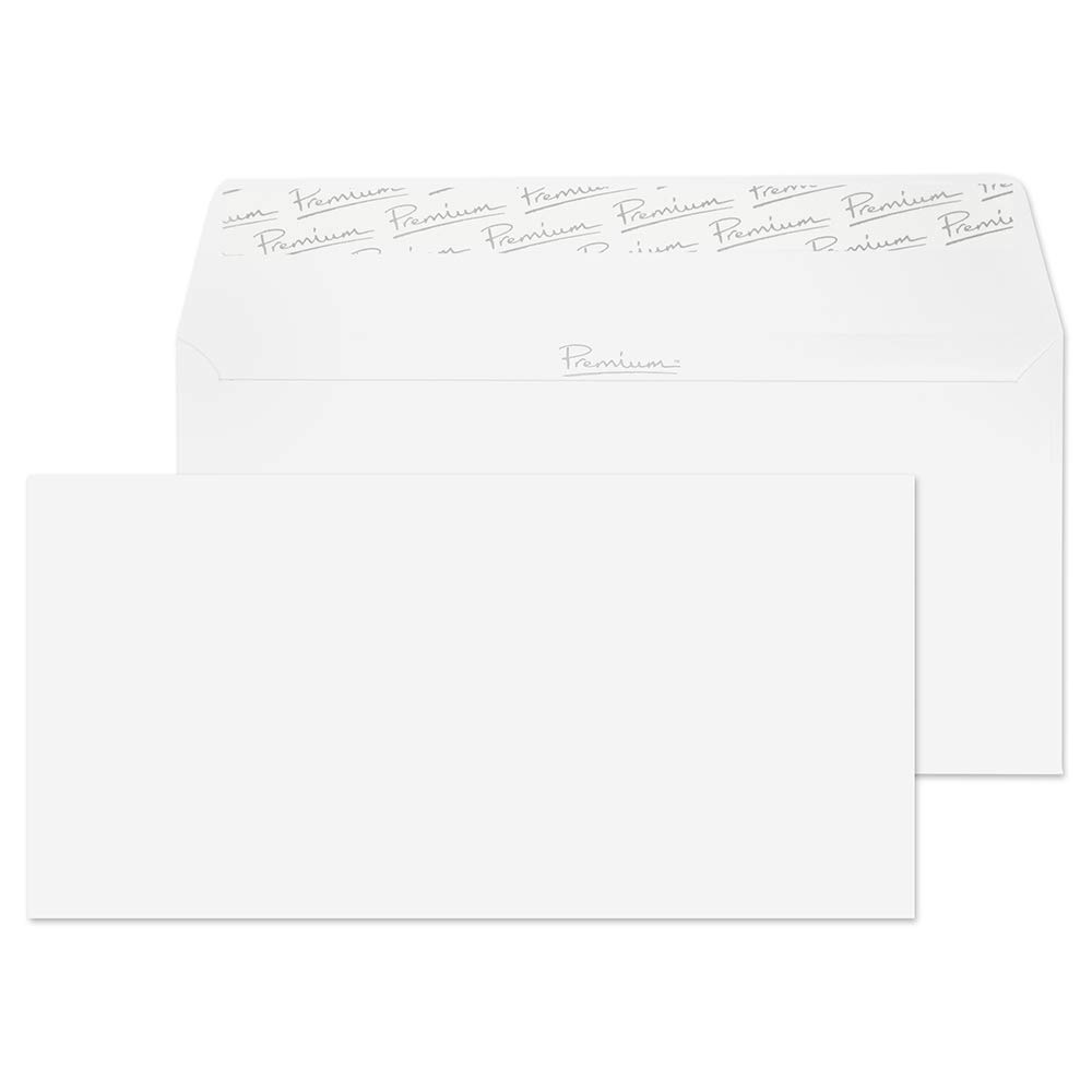 Premium Business DL 110 x 220 mm 120 GSM Peel & Seal Wallet Envelopes (31882) Ice White Wove - Pack of 500 for Mailing, Invoices, Documents & Business Correspondence