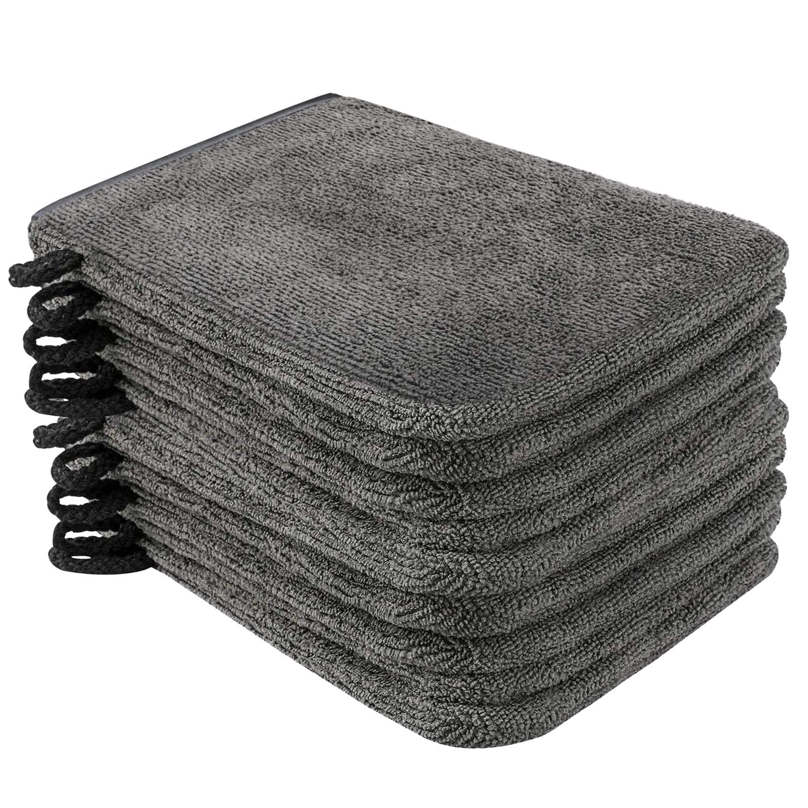 PHOGARY 10 Pack Microfiber Bath Gloves - Soft Reusable Face & Body Wash Mitts for Spa, Makeup Removal - 6x8 Inch Grey European Style Wash Cloths - Perfect for Shower, Skincare & Travel Essentials