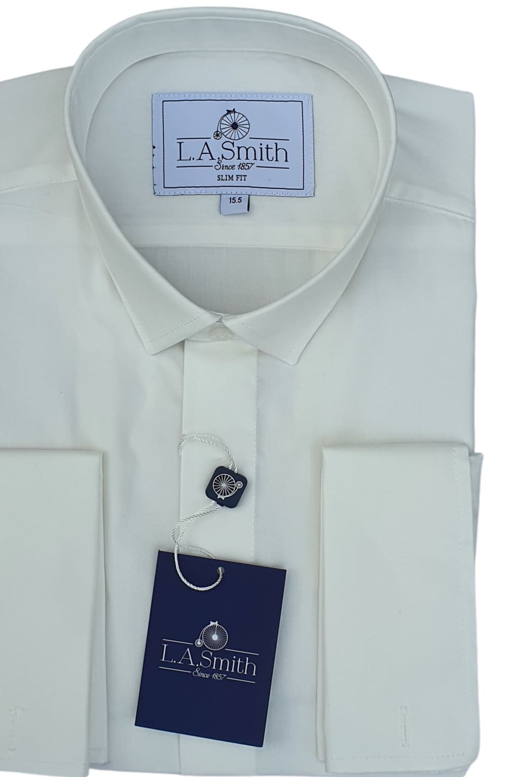 LA Smith Men's Ivory Slim Fit Dress Shirt - Formal & Business Attire for Office, Wedding & Special Occasions
