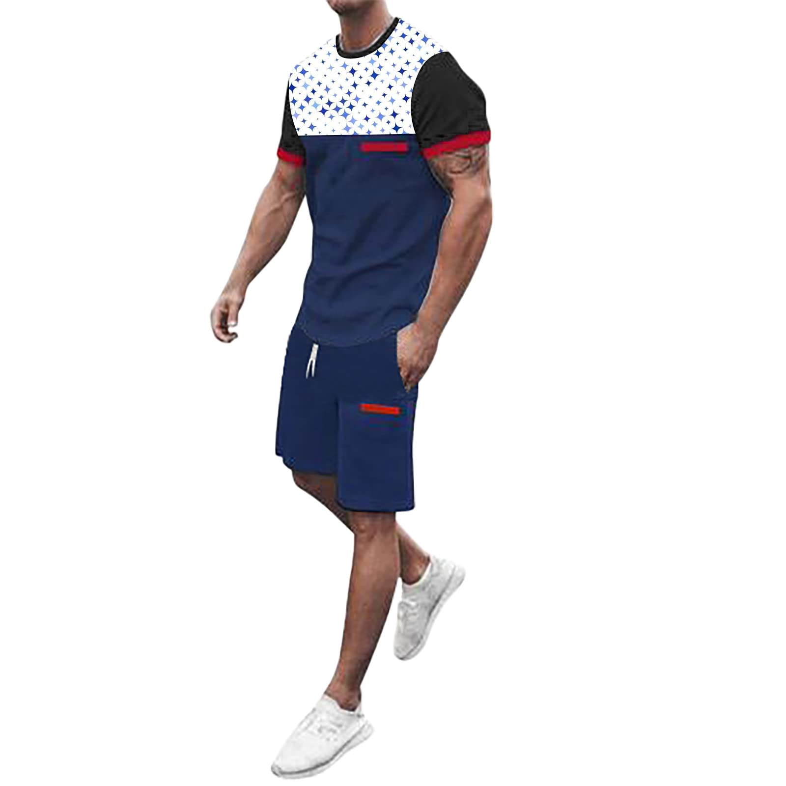 Men's Slim Fit 2-Piece Tracksuit Set - Short Sleeve T-Shirt & Shorts for Summer | Gym, Running & Activewear | Casual Prom Suit for Men | Fashion Sportswear Outfit