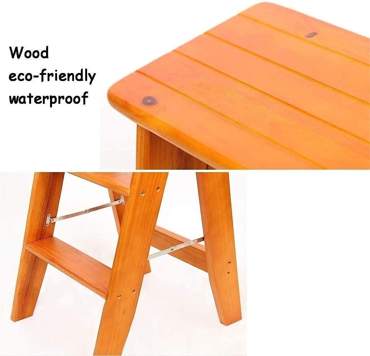 OKUOKA Portable Wooden Step Stool - Foldable Kitchen Ladder Stool, Dining Chair with Sponge Cushion, High Step Stool for Library, Home & Office Use - Perfect for Reaching High Shelves, Cooking & Storage Access