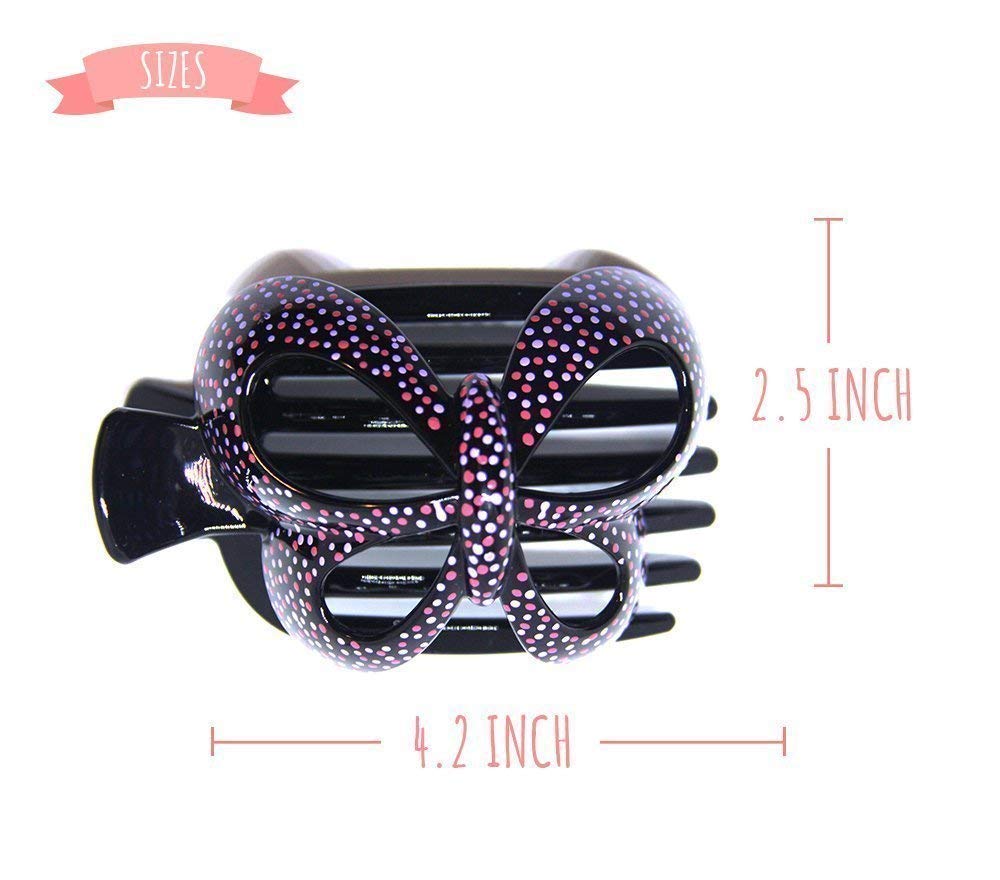 Hand Painted Butterfly Barrettes - 2 Pcs Unique Bun Cover Hair Clips for Thick & Thin Hair - Hair Bun Holder & Claw Clip for Women & Girls - Perfect for Weddings, Parties & Everyday Hairstyles