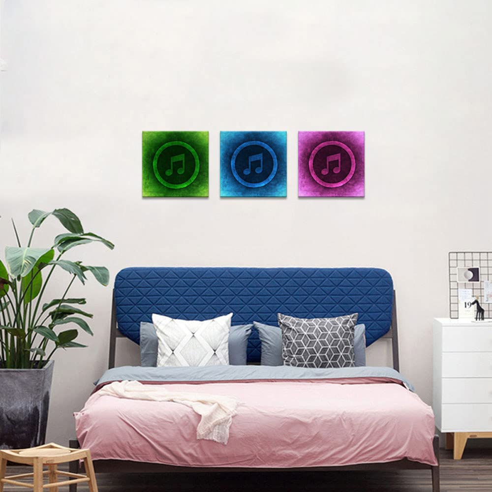 NAN Wind 3-Piece Music Notes Wall Art Set - Giclee Print Canvas Paintings for Living Room, Bedroom & Classroom Decor - Framed Ready to Hang Home Decor (20x20 Inch x3) - Perfect for Music Lovers, Studio & Office Wall Decor