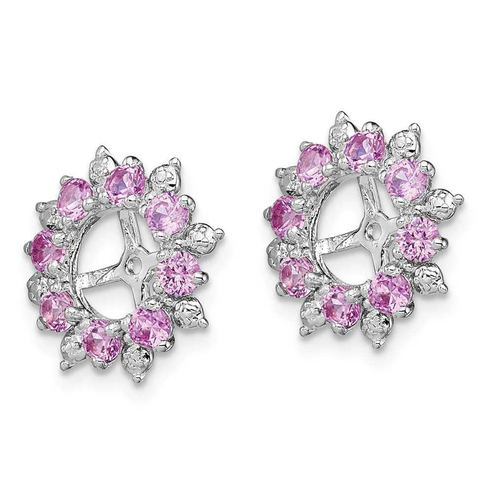 Sterling Silver Diamond & Pink Sapphire Earring Jackets for Women | Elegant Dangle Earrings for Parties, Weddings & Special Occasions