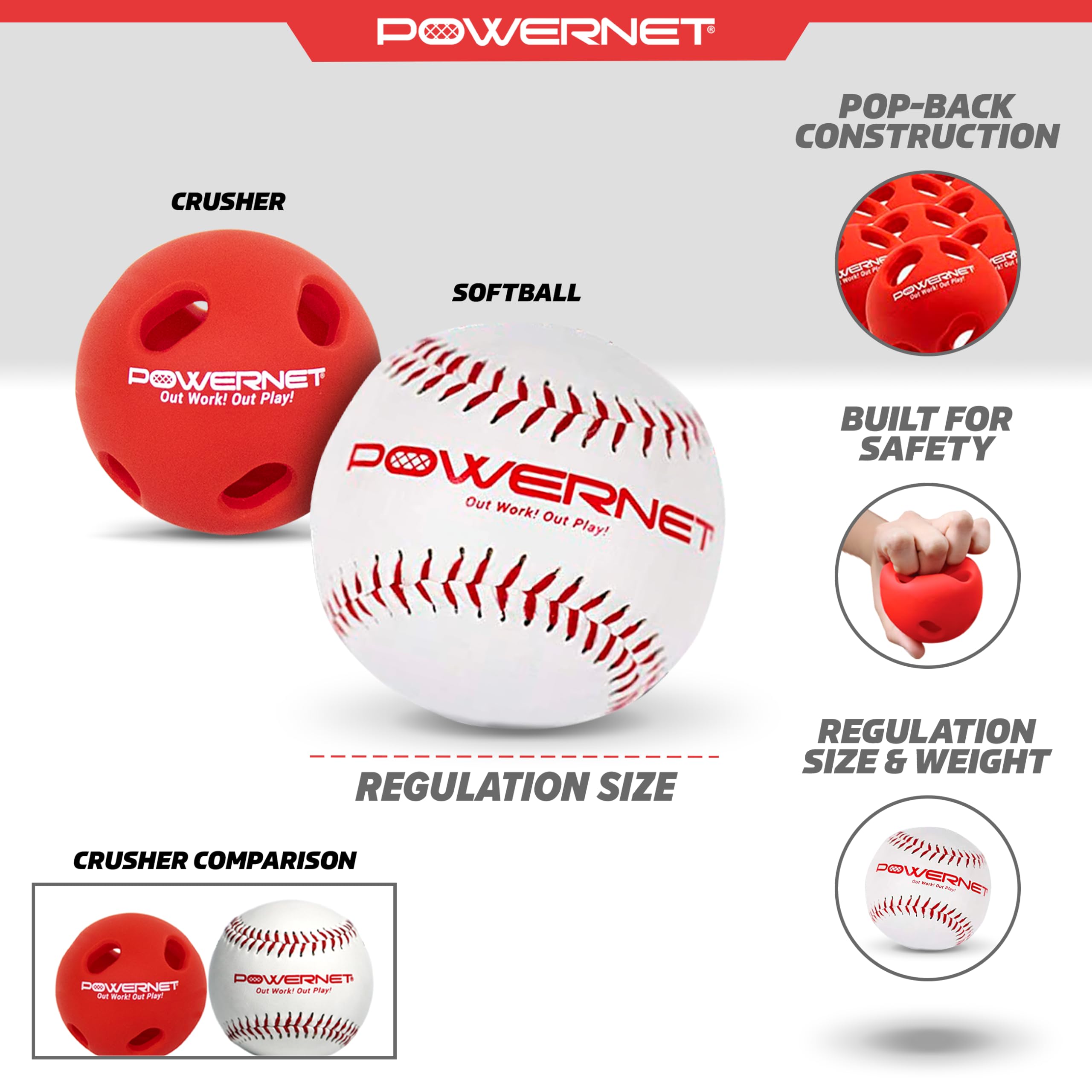 PowerNet Softball Training Equipment - Weighted & Flexi Balls for Batting Practice