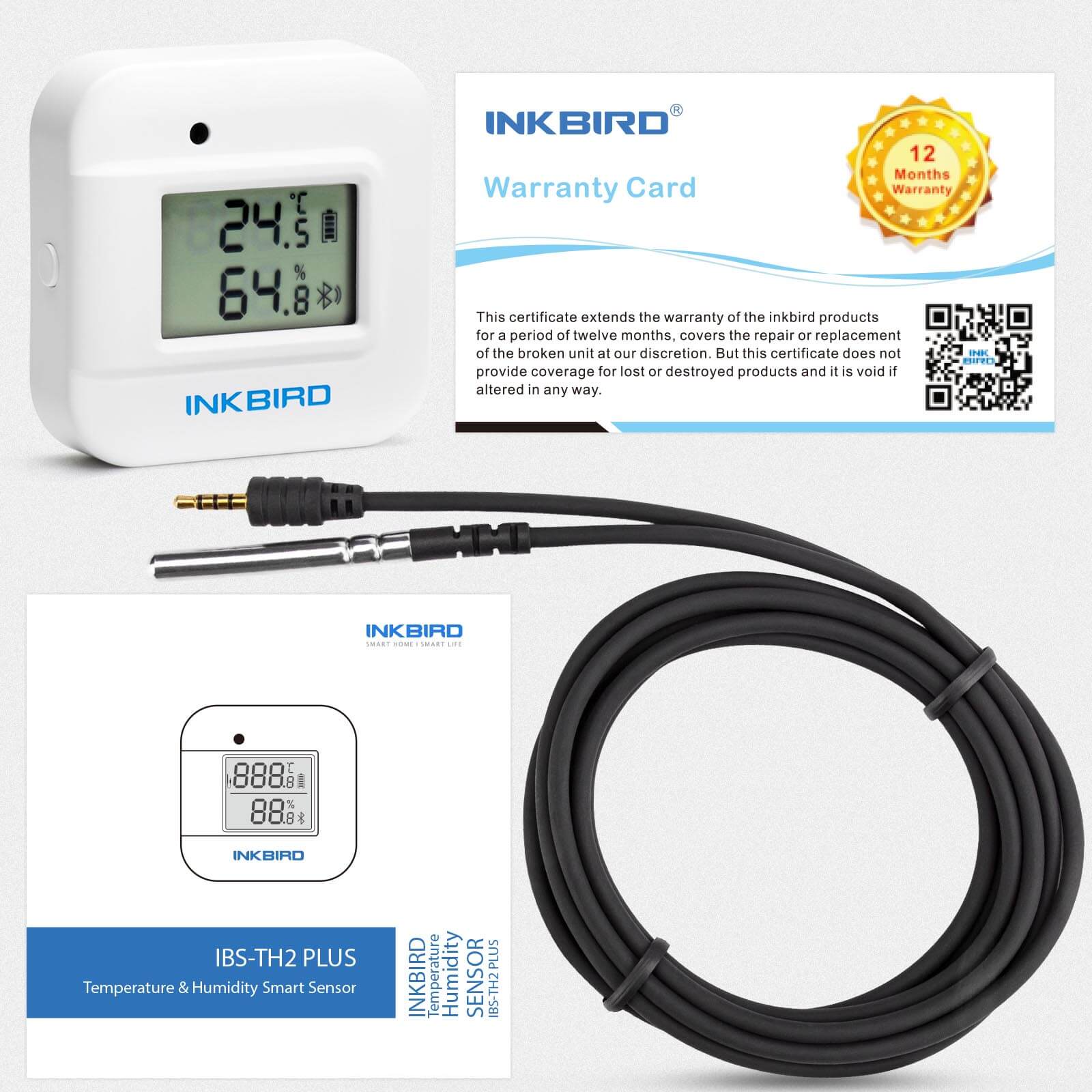 Bluetooth Hygrometer Thermometer IBS TH2 Plus - Wireless Temperature & Humidity Monitor for Home, Greenhouse, Wine Cellar | Real-Time Alerts & Data Logging