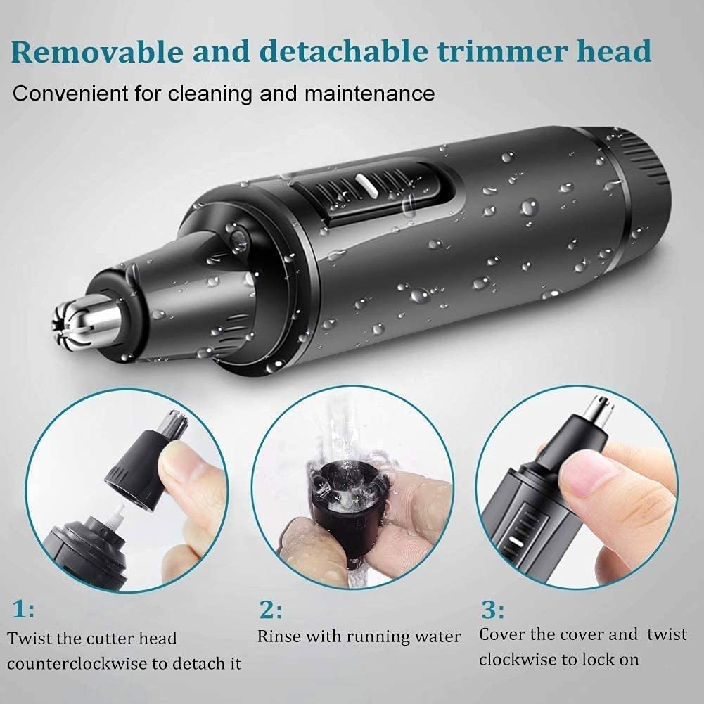 Professional Painless Nose Hair Trimmer for Men & Women - Waterproof Dual Edge Blades, 3-in-1 Ear Nose Eyebrow & Facial Grooming Tool for Easy Cleaning | Perfect for Travel, Home & Personal Care Routine