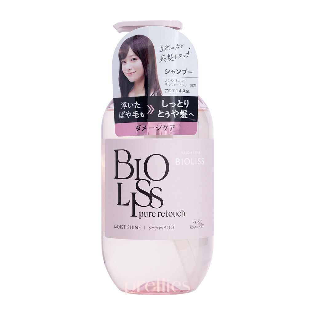 KOSE Bioliss Pure Retouch Moist Shine Shampoo 480ml - Hydrating & Smoothing Hair Care for Dry & Damaged Hair - Perfect for Daily Use & Salon-Like Results at Home