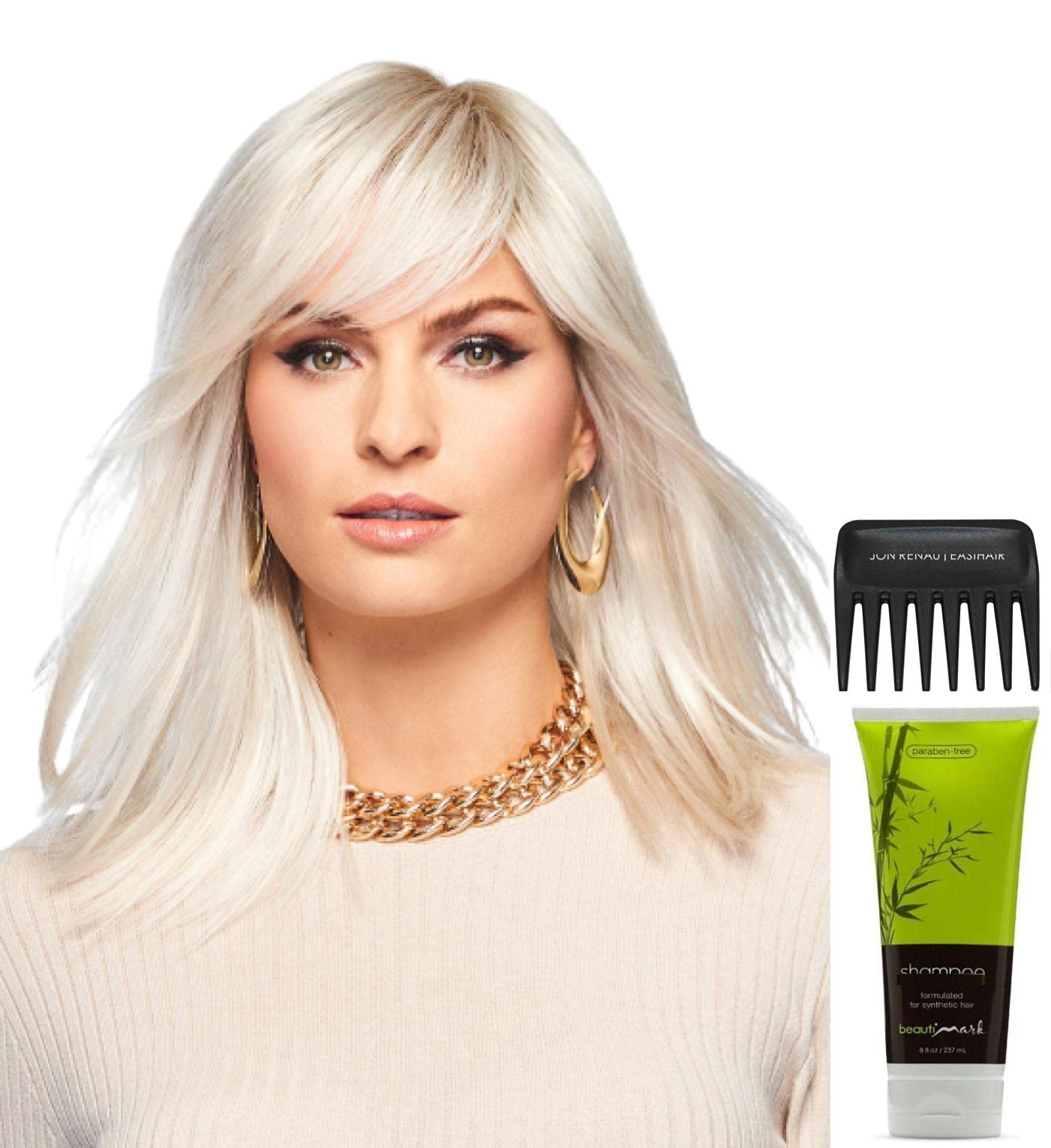 Gabor Stepping Out Average Wig Bundle - 4 Items (Wig, Booklet, Synthetic Shampoo & Wide Tooth Comb) | Color GL10-14 | Perfect for Cosplay, Costume Parties & Hair Loss Solutions