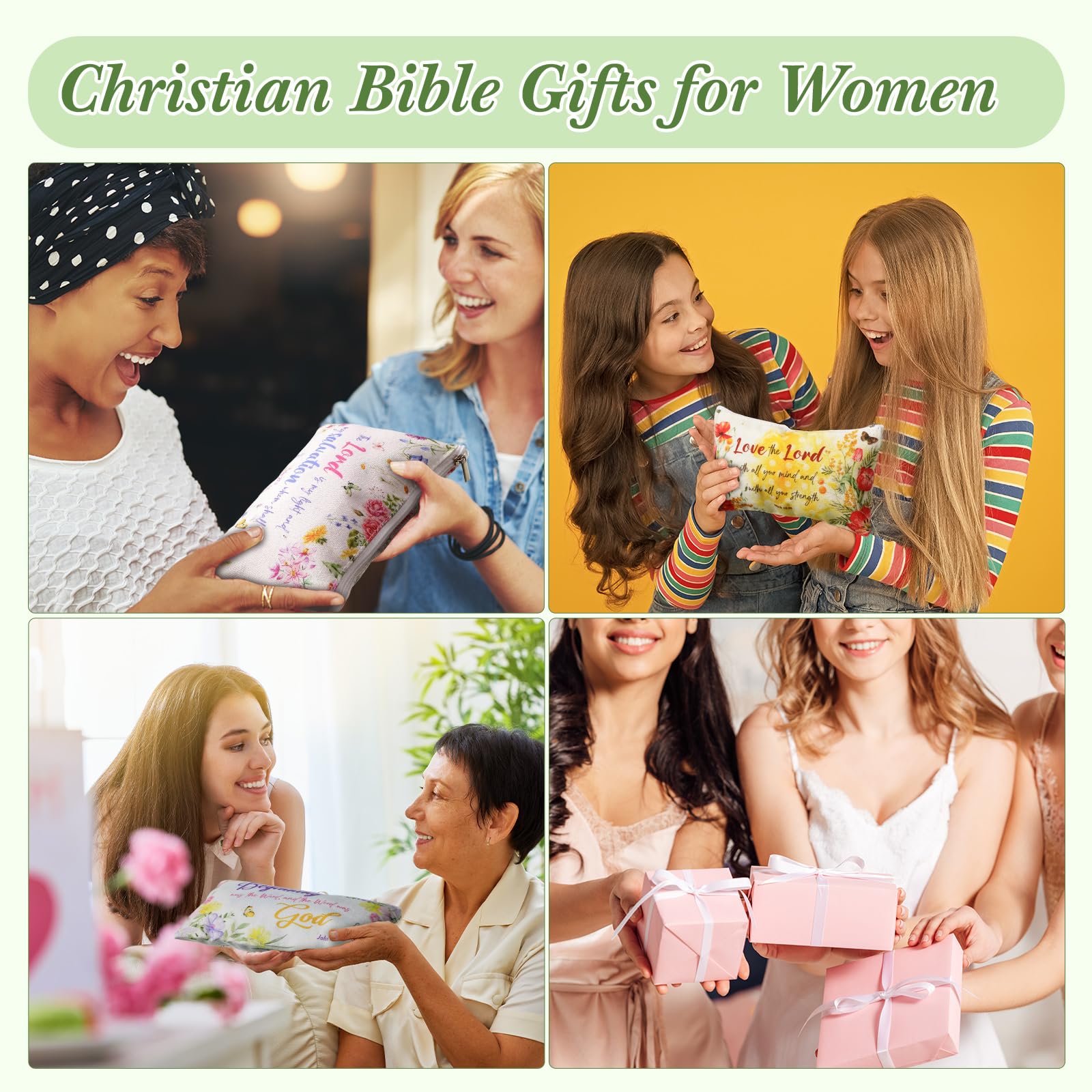 12 Pcs Inspirational Makeup Bags with Keychains - Christian Gifts for Women & Employees (Bible Verse) - Perfect for Travel & Daily Use