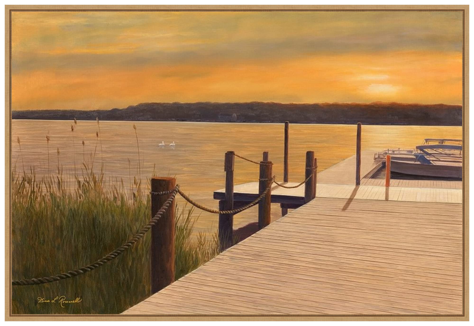 Amanti Art Framed Canvas Wall Art - 23x33 Waterways Landscape Painting by Diane Romanello, Modern Framed Wall Decor for Living Room, Bedroom, Bathroom & Kitchen | Perfect for Home, Office & Gift Giving