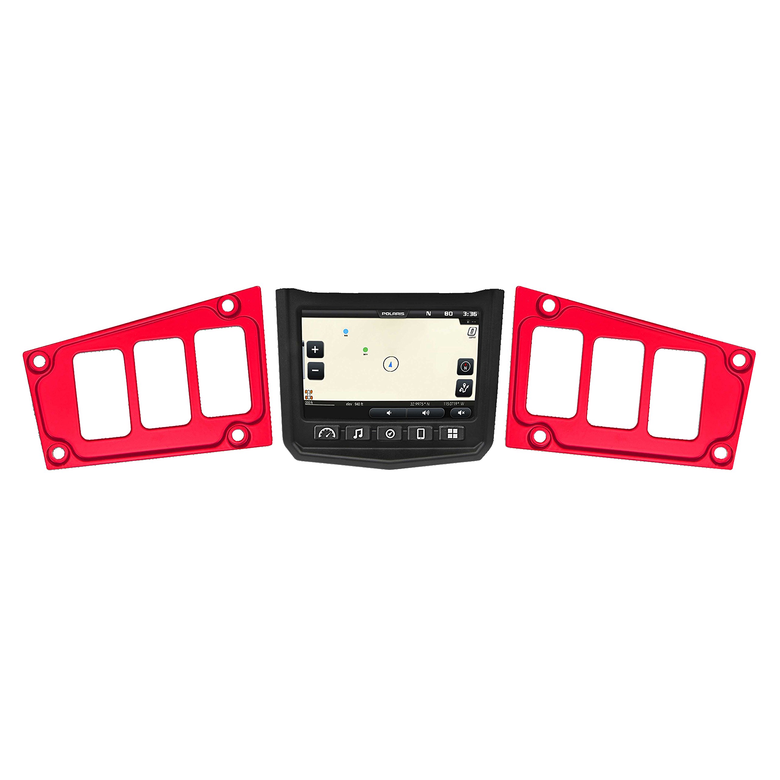 STV Motorsports Custom Switch Dash Panel Plates for 2017-2018 Polaris RZR XP 1000 RIDE COMMAND - Includes 4 Free Laser Switches - 100% Made in USA (Red) - Perfect for Off-Roading, Trail Riding & UTV Accessories Upgrade