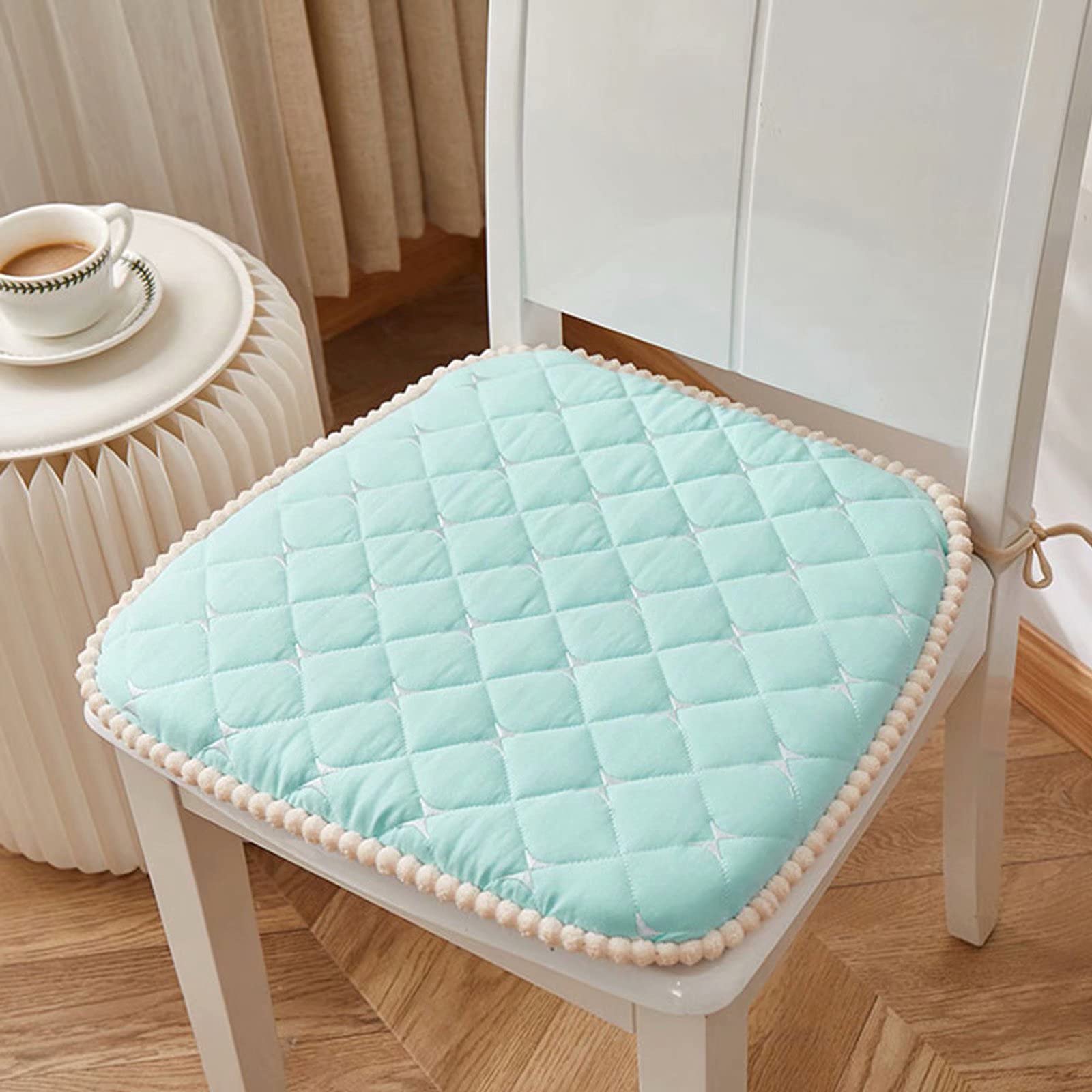 4 Pack Light Green Lace-Up Dining Chair Cushions - Detachable & Washable Kitchen Seat Covers for Comfortable Dining Room Decor - Perfect for Home, Restaurant, and Office Use