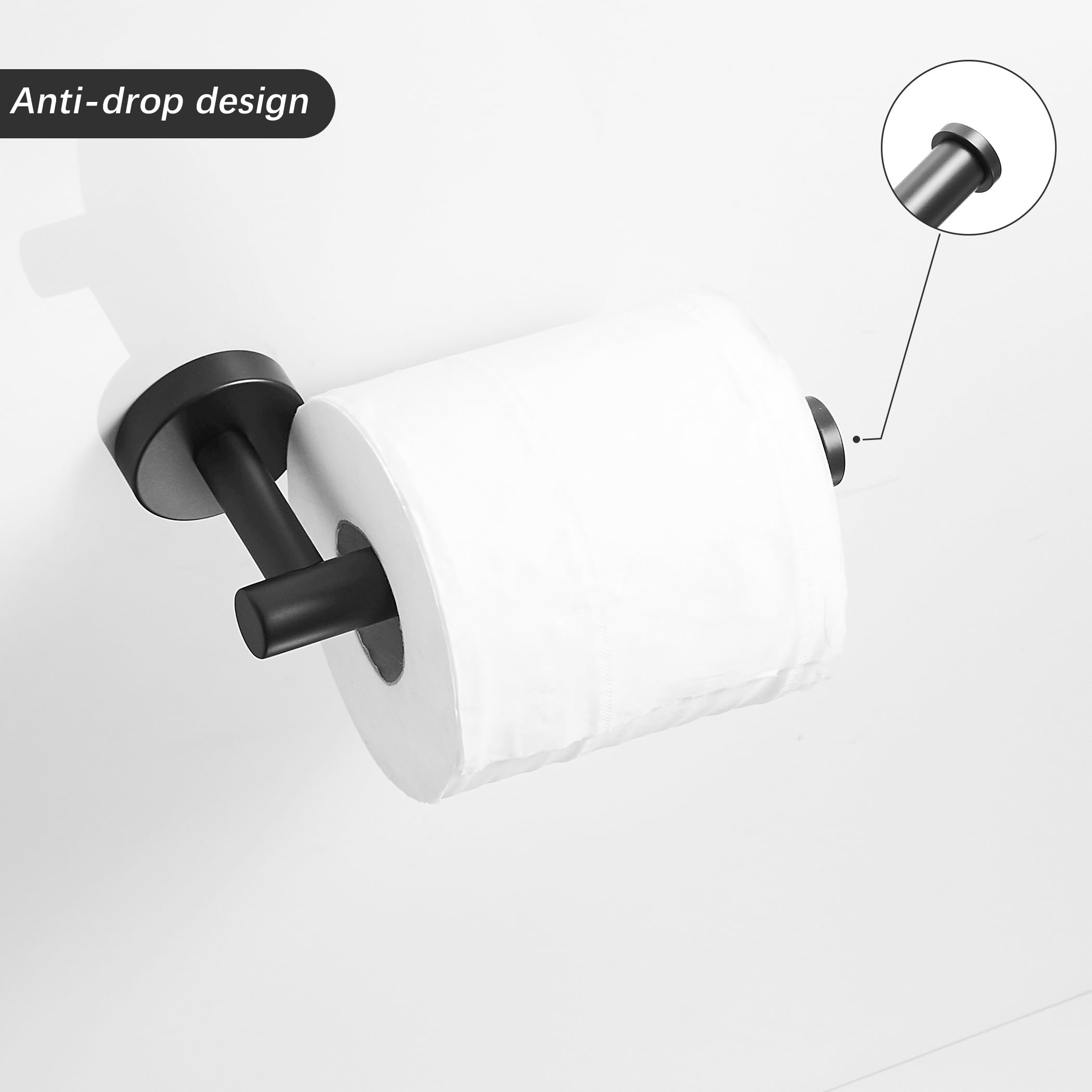 Leyden Matte Black Toilet Paper Holder & Hand Towel Holder Set - 2-Piece SUS304 Stainless Steel Bathroom Hardware - Wall Mounted Toilet Paper Roll Holder & Towel Rack for Modern Bathrooms - Perfect for Powder Rooms, Guest Baths & Master Suites