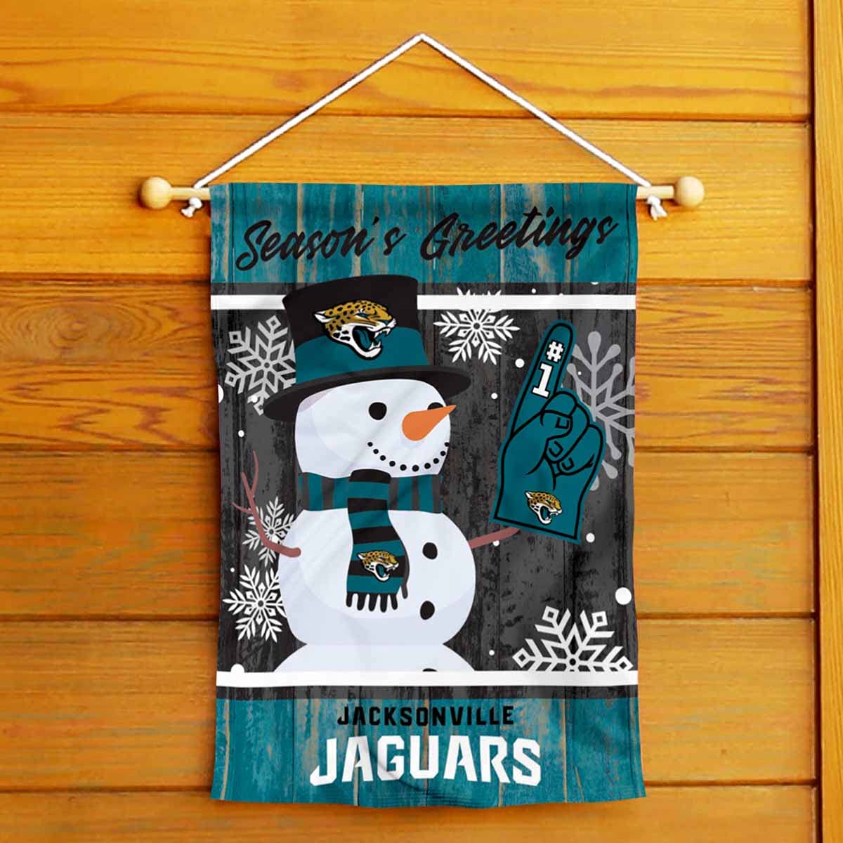 Jacksonville Jaguars Snow Garden Flag - Double Sided for Winter Decor