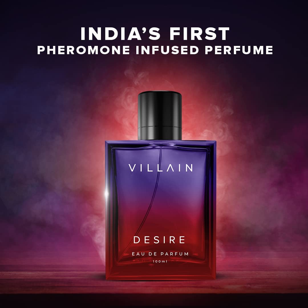 Vil'lain Desire Eau De Parfum for Men - Vanilla Amber Patchouli Scent | Long Lasting Premium Cologne | 100ml (3.38 Fl Oz) | Perfect for Date Night, Office & Special Occasions