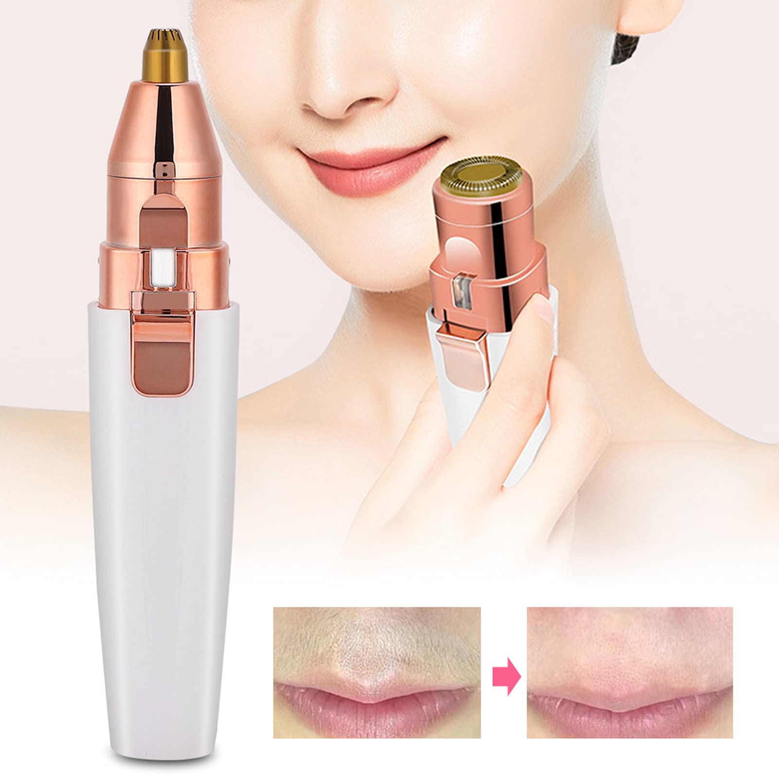 Painless USB Facial Hair Remover for Women - Electric Eyebrow & Face Hair Trimmer, Portable Ladies Shaver for Lip, Upper Chin & Cheek | Perfect for Travel, Home Use & Quick Touch-Ups