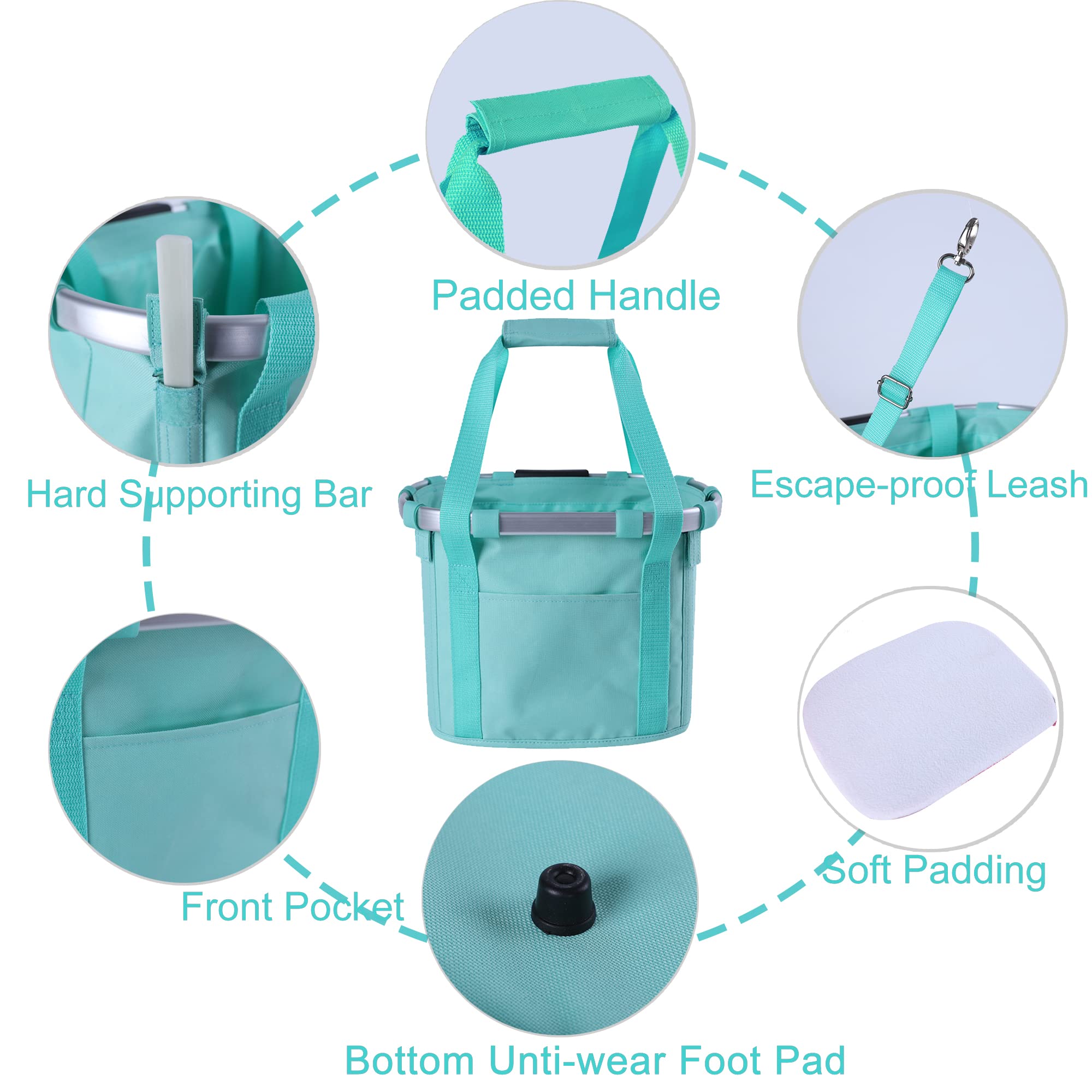 Apollo Walker Detachable Bike Basket - Handlebar Cycling Bag with Fleece Padding & Escape-Proof Leash for Small Dogs | Perfect for Pet Shopping, Picnics & Outdoor Adventures