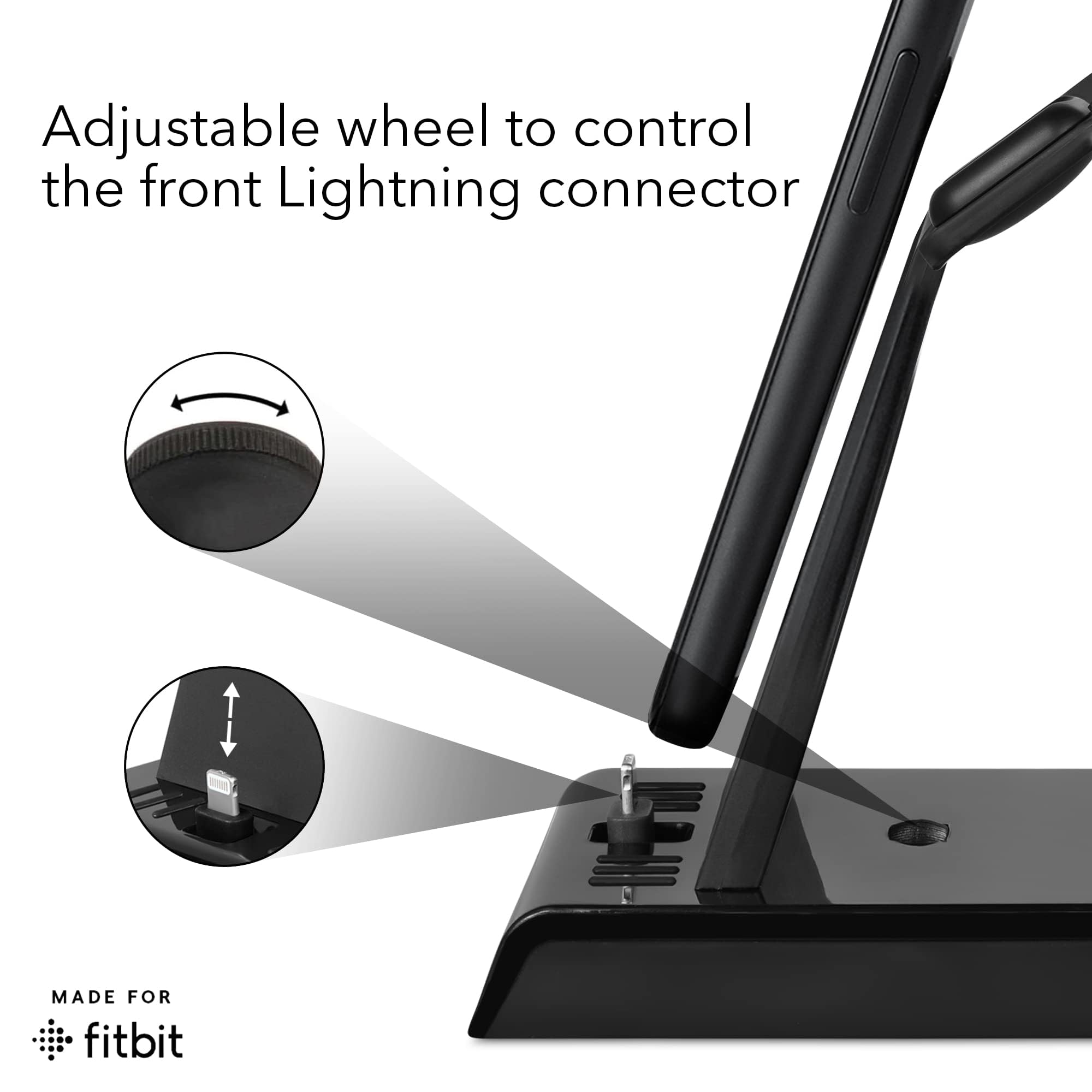 Wasserstein 3-in-1 Wireless Charging Station for iPhone, AirPods & Fitbit | Multi-Device Charger Stand for Apple Products | Fast Qi-Certified Charging Pad | Not Compatible with Pixel Watch | Perfect for Home, Office & Nightstand (Black)