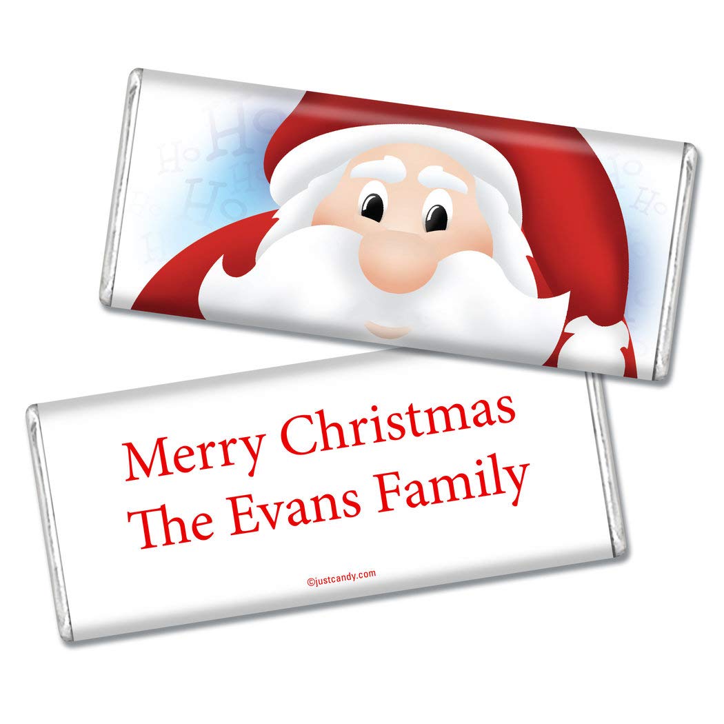 Personalized Santa Claus Themed Christmas Chocolate Bars - 36 Pack Bulk Holiday Candy Favors for Parties, Stocking Stuffers & Gift Giving