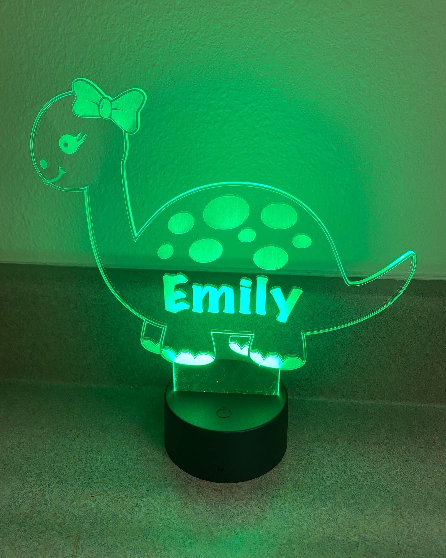 Personalized Dinosaur LED Night Light - Custom Kids Room Decor with T-Rex Design (Bow Option) | Cute Night Light for Boys & Girls | Perfect Bedroom Lighting, Birthday Gift & Nursery Decor
