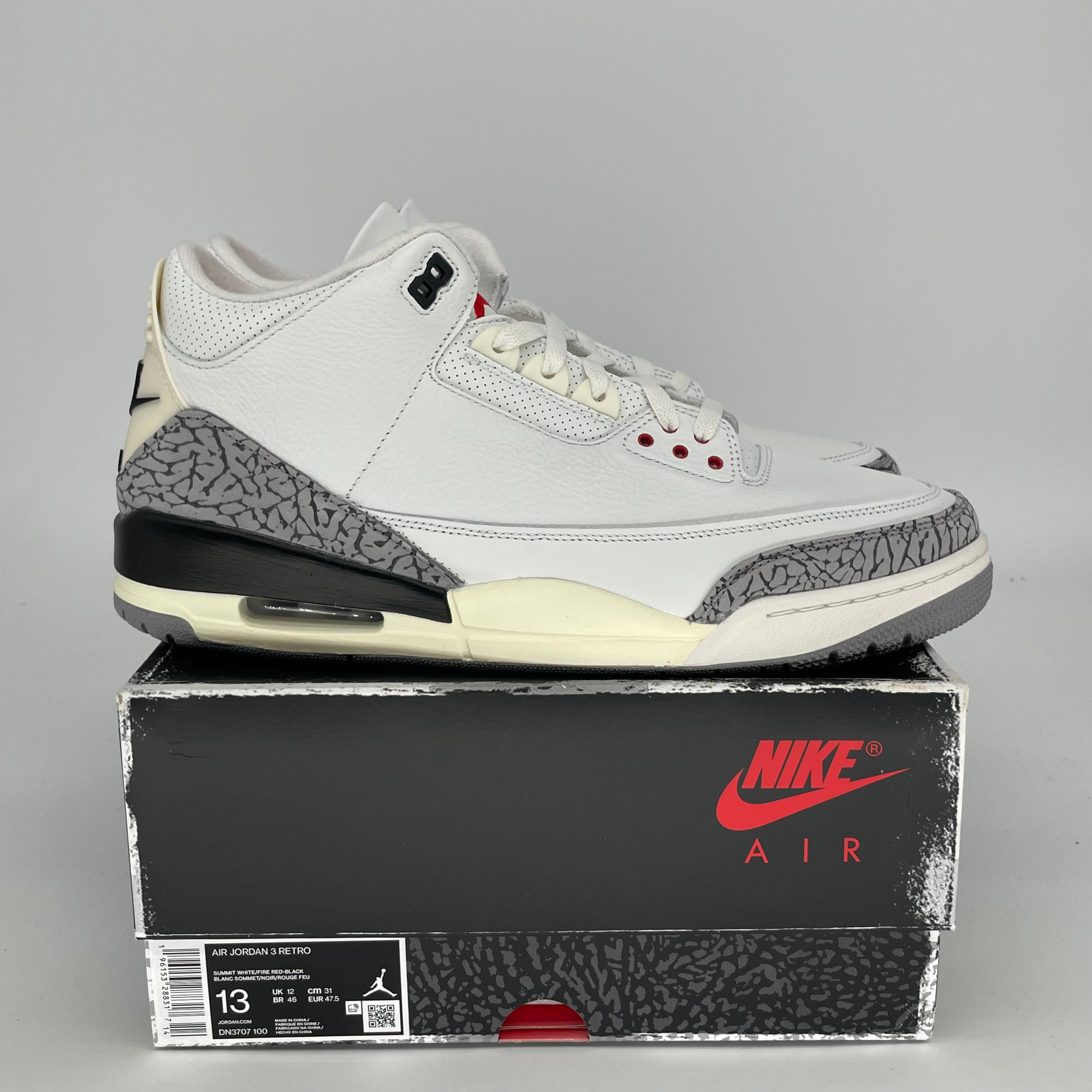 Original Air Jordan 3 White Cement Reimagined - Men's Size 13 (DN3707-100) | Retro Basketball Sneakers for Casual Wear & Street Style