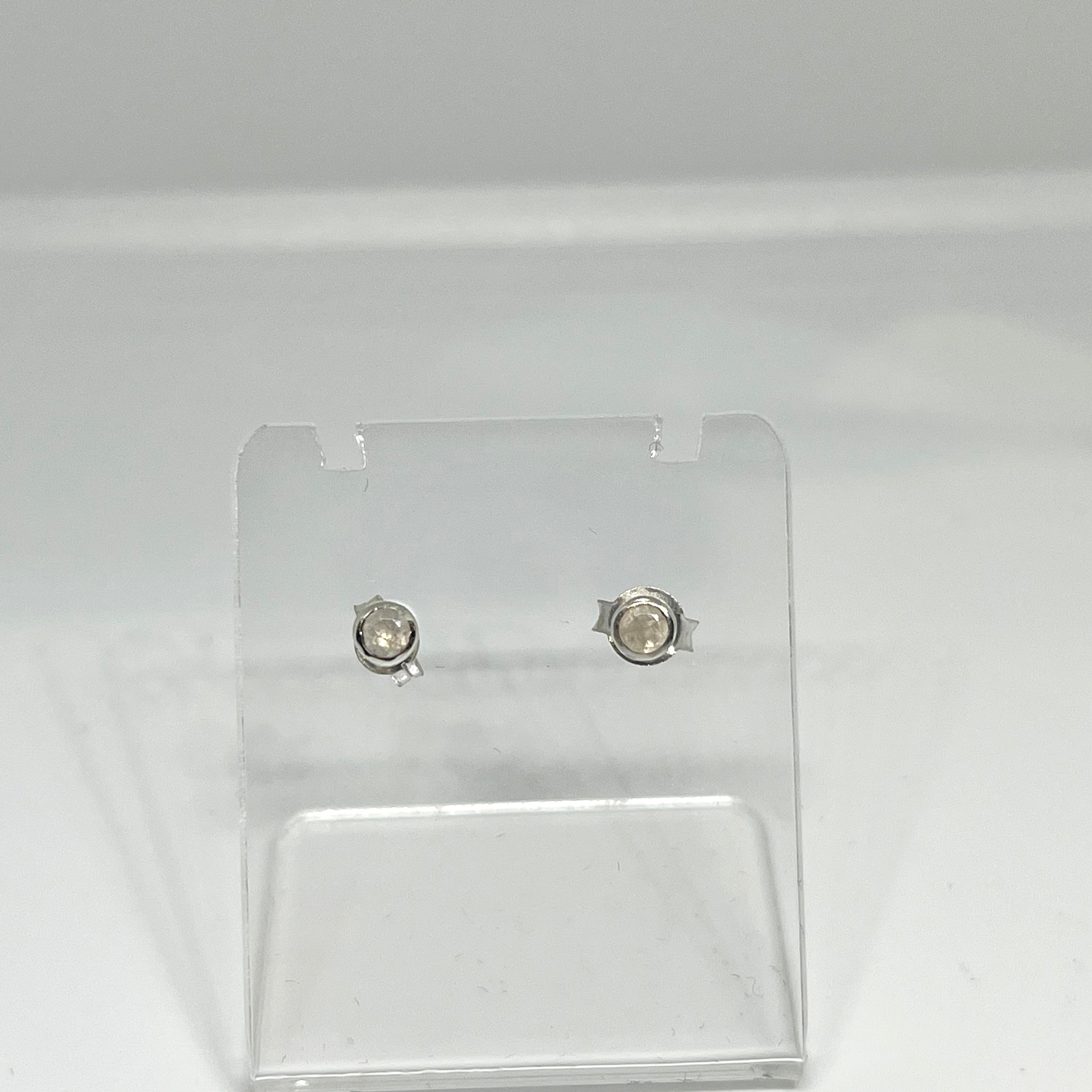 3mm Round Faceted Gemstone Bezel Set Stud Earrings - PSE004 | Elegant Everyday Jewelry for Women, Perfect for Work, Parties & Special Occasions