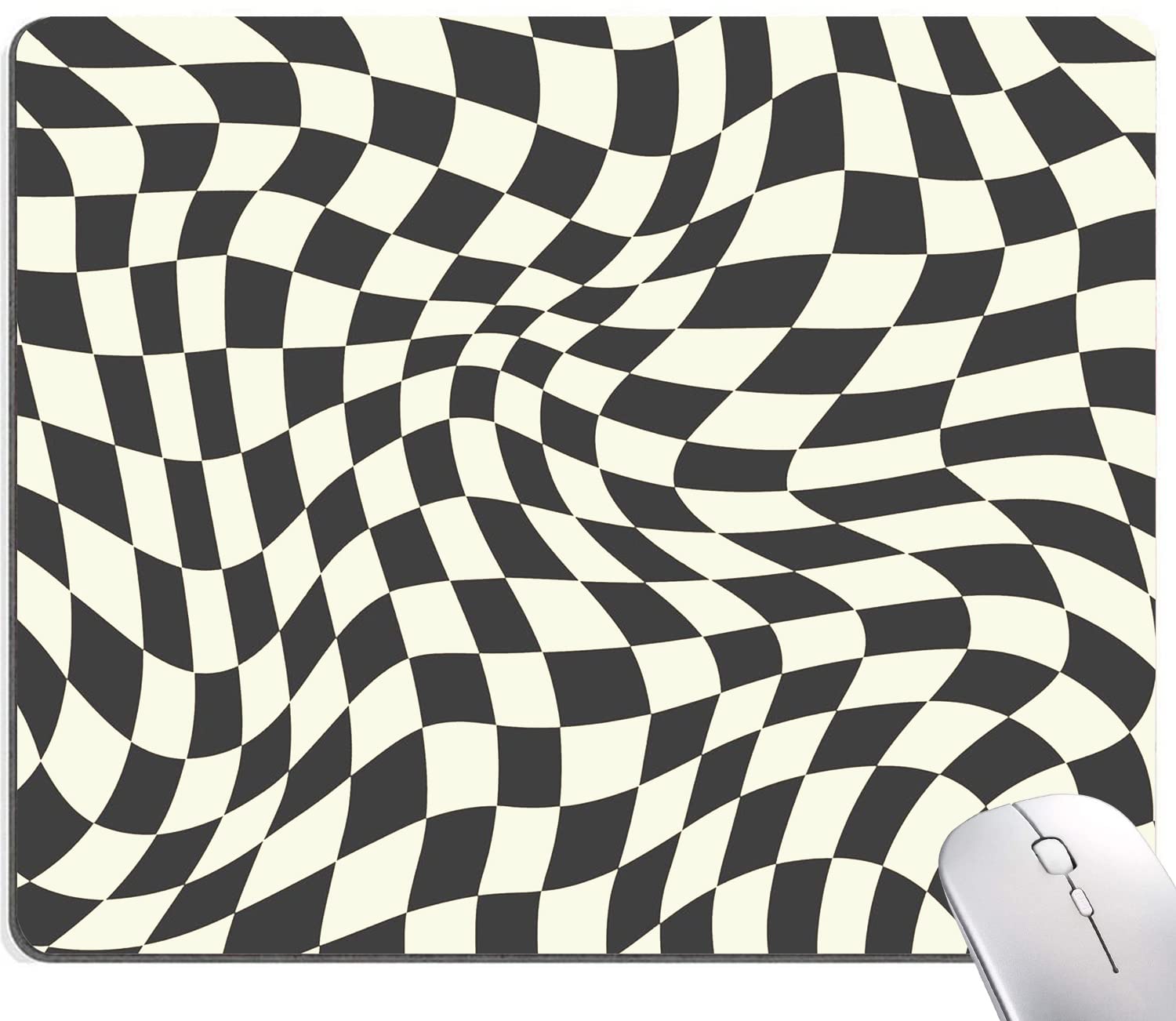 Black & White Checkered Mouse Pad - Non-Slip Rubber Base, Waterproof Square Mouse Mat for Office & Laptop - Perfect for Gaming, Work & Home Computer Setup