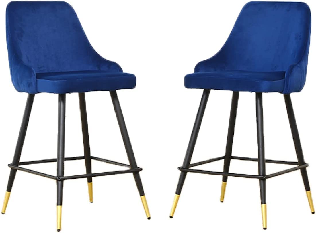 2-Pack Nopurs Counter Height Bar Stools with Footrest & Back Support - Blue Kitchen Island Stools for Dining Room, Pub & Bar | Perfect for Breakfast Nook, Home Bar & Kitchen Counter Seating