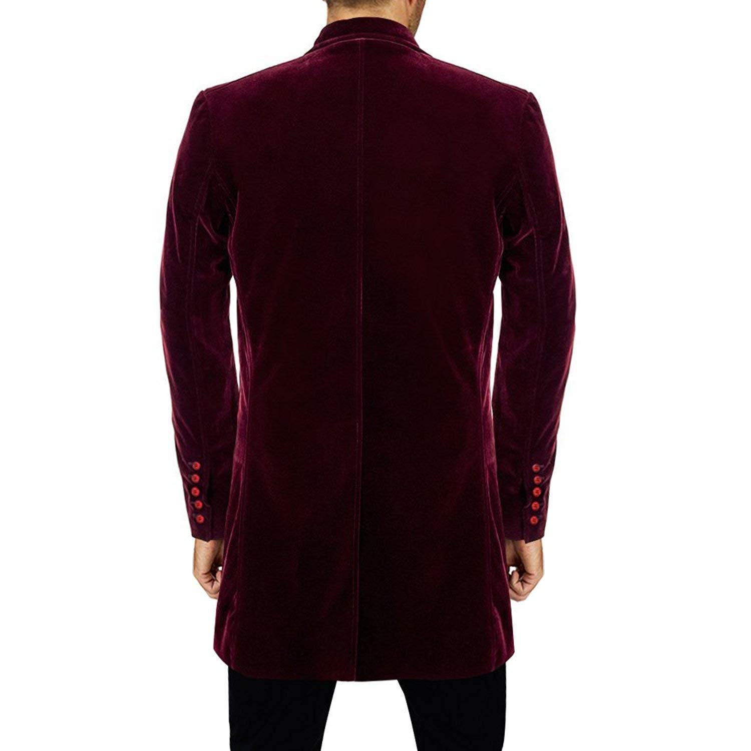 Doctor Who Peter Capaldi Maroon Velvet Long Trench Coat | Cosplay Costume & Halloween Party Outfit | Perfect for Sci-Fi Conventions & Themed Events