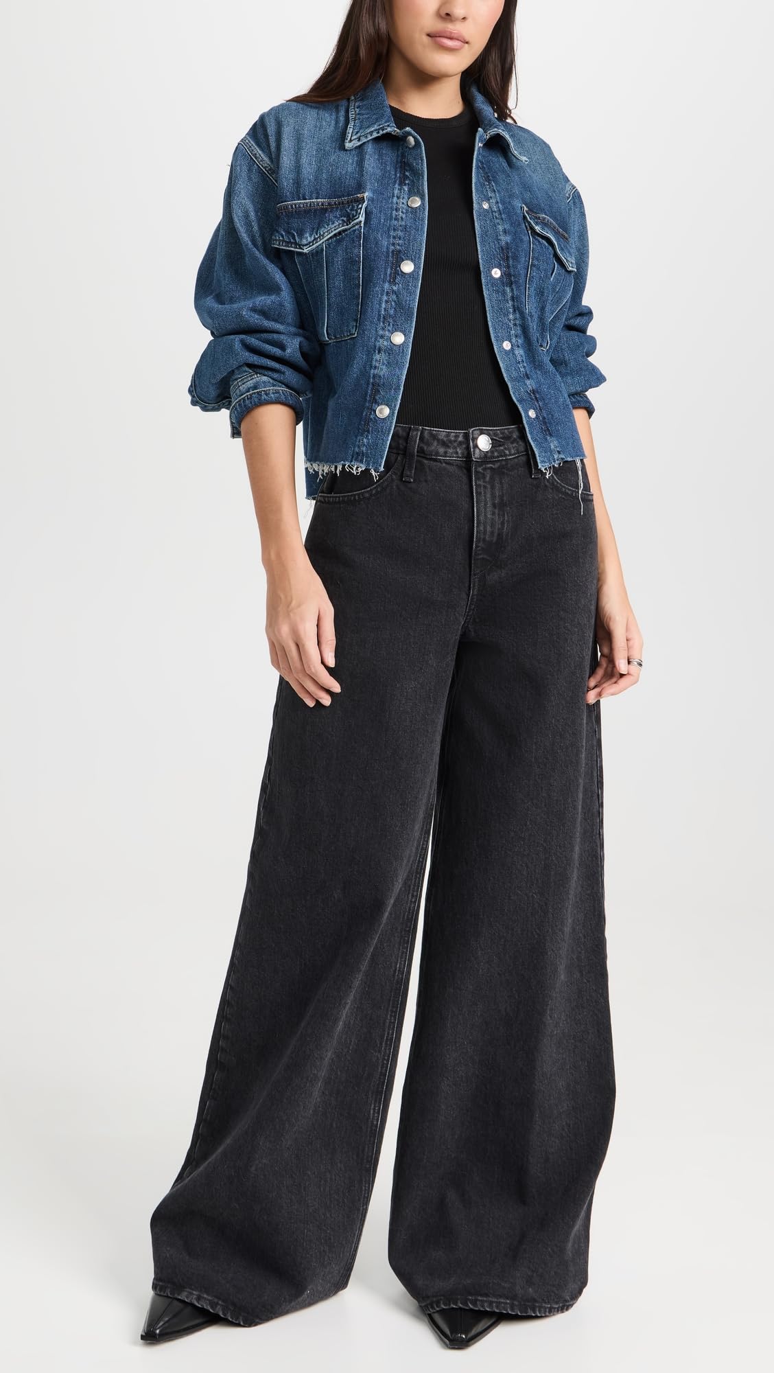 SPRWMN Women's Wide Leg Jeans - High Waist Stretch Denim Pants for Casual & Office Wear | Comfortable Trendy Fashion