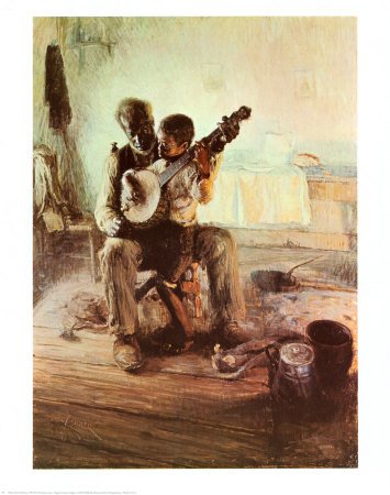 The Banjo Lesson by Bruce Teleky - 22x28 Art Poster Print, Unframed Matte Finish, Earthy Tones Rustic Wall Decor for Living Room, Bedroom & Home Office - Perfect for Country Music Lovers & Vintage Style Interiors