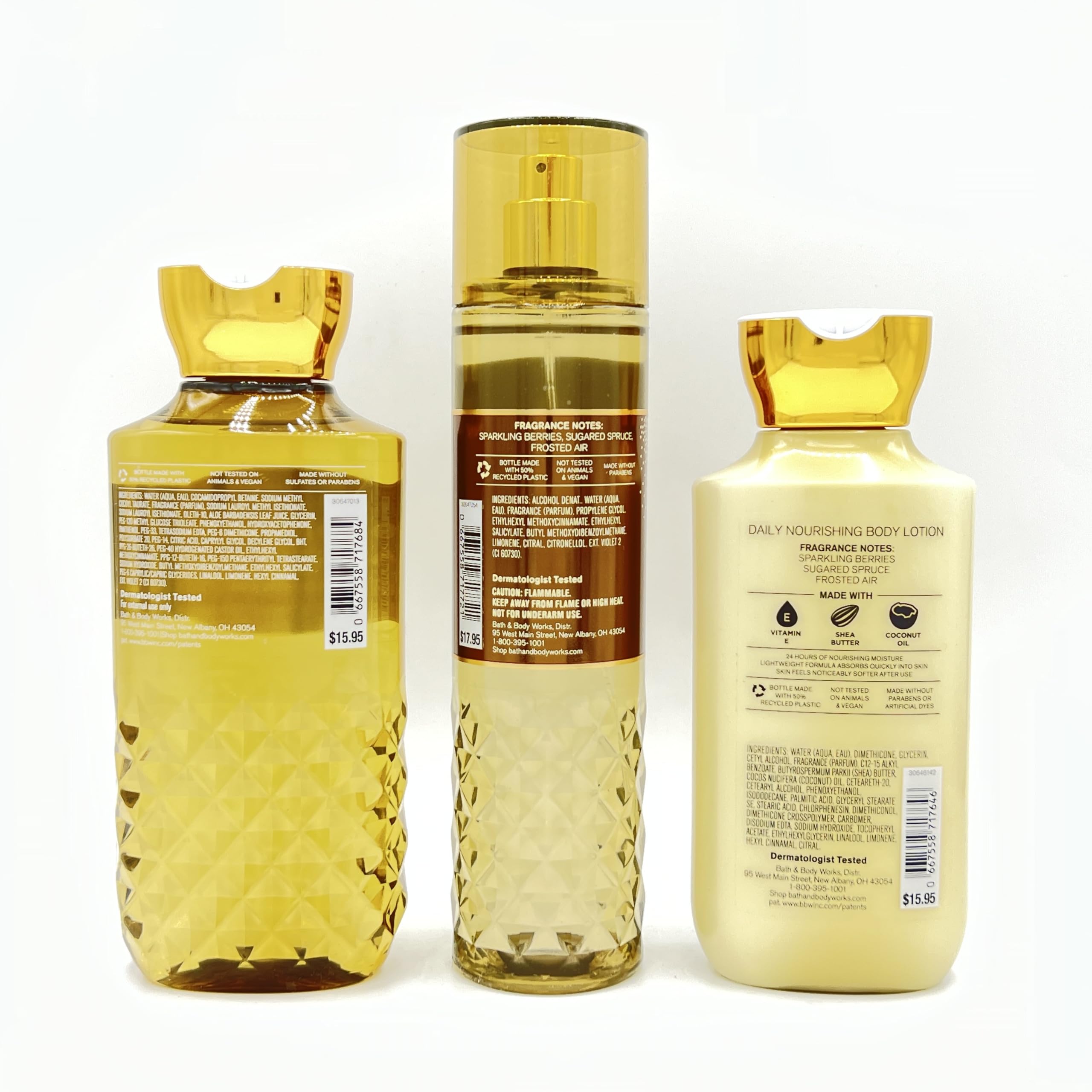 Golden Berry Mistletoe Bath & Body Gift Set - 3-Piece Bundle with Body Wash, Fragrance Mist & Nourishing Lotion | Holiday Self-Care & Christmas Gifts for Women