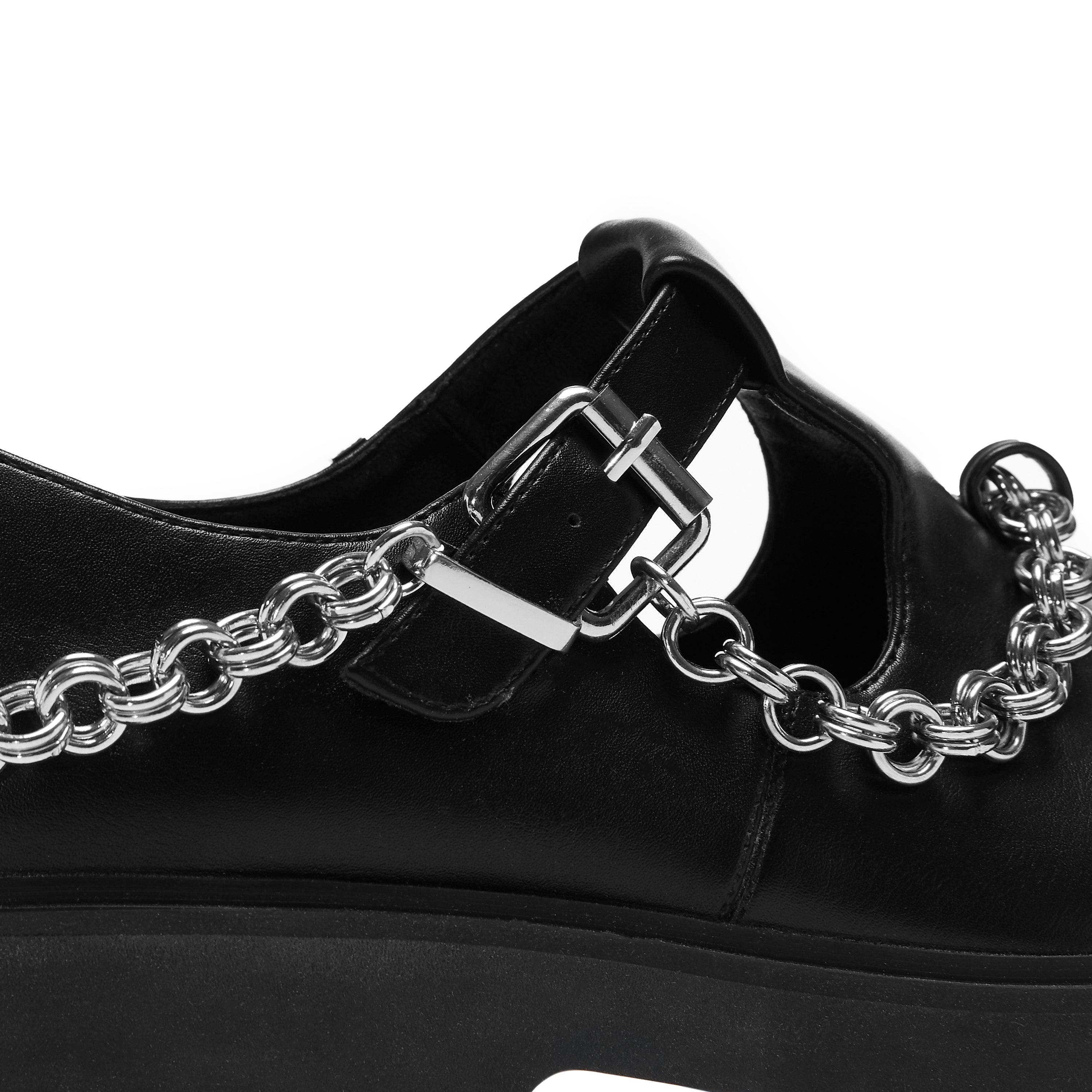 Cosmere Men's Chain Mary Janes Black Shoes - Stylish Gothic Punk Formal Footwear for Weddings, Parties & Cosplay