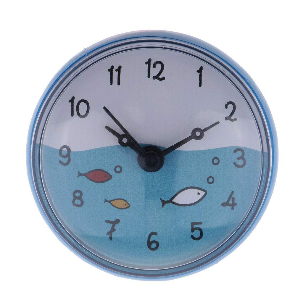 Waterproof Bathroom Wall Clock with Suction Cup - Blue Home Decor for Shower, Kitchen & Bathroom - Easy-to-Read Time Display