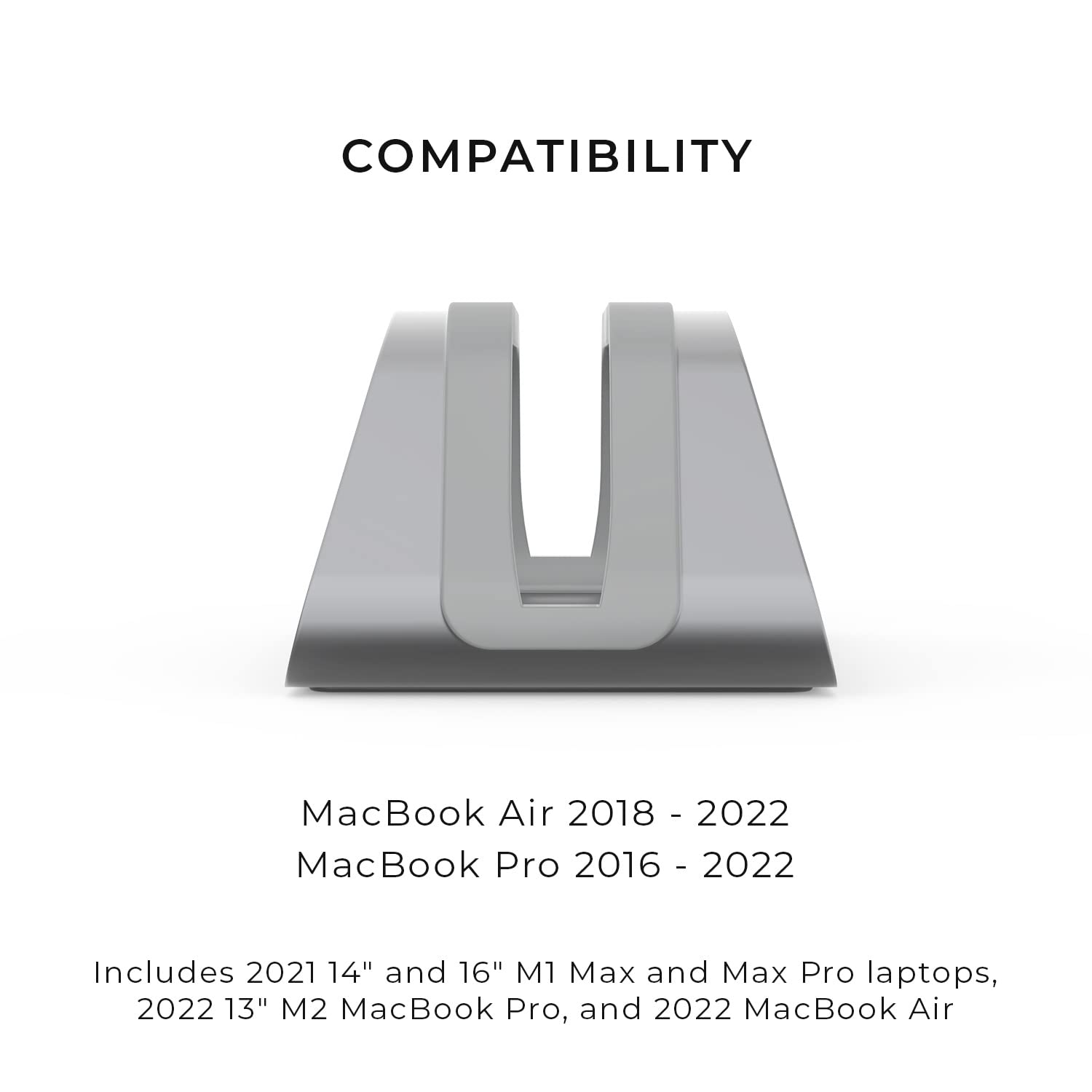 HumanCentric Vertical Laptop Stand for MacBook Pro & Air - Adjustable Aluminum Computer Holder with Interchangeable Inserts (Space Gray) | Perfect for Home Office, Workspace & Desk Organization