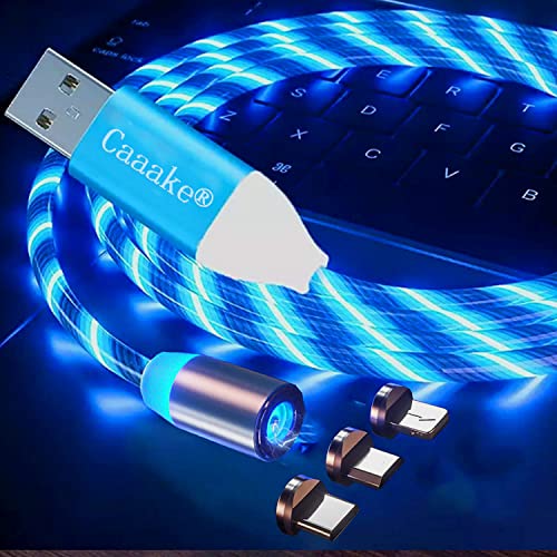 3-in-1 Magnetic Charging Cable 1M/3.3ft with LED Light Indicator - Fast Charging Cord for Android, USB C, Micro USB - Perfect for Phones, Tablets & Gaming Devices - Great Gift for Boys, Girls & Tech Lovers (Ideal for Parties, Holidays & Nighttime Charging)