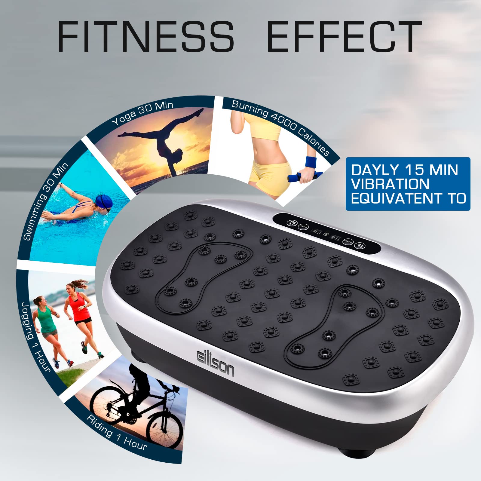EILISON Atom Vibration Plate Exercise Machine - Full Body Workout Platform for Lymphatic Drainage & Acupressure Therapy - Home Fitness Equipment with Resistance Bands for Weight Loss, 300lbs Capacity - Ideal for Home Gym, Physical Therapy & Muscle Recovery