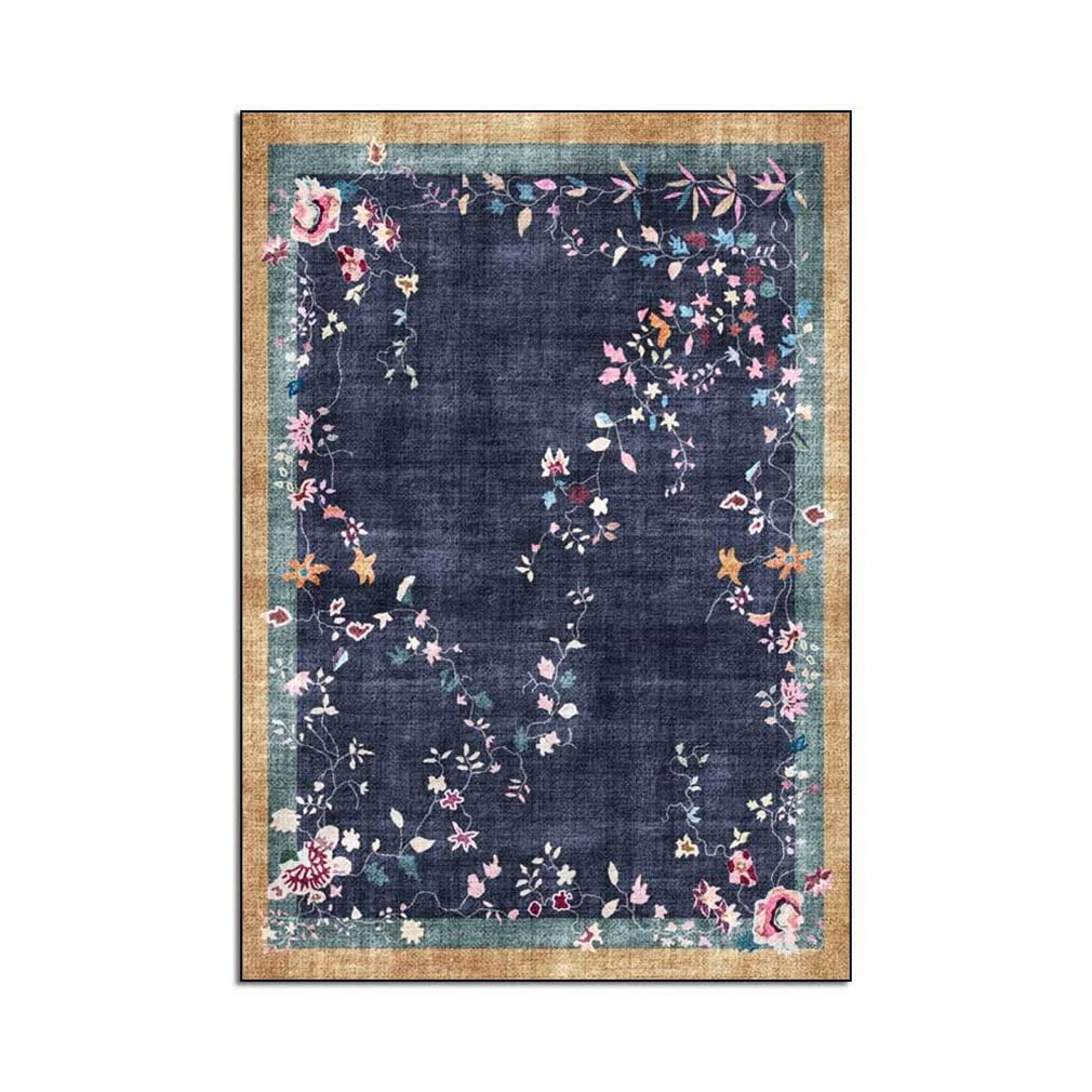 LIKETN 5'x5' Retro Floral Area Rug - Abstract Geometric Non-Slip Indoor Outdoor Carpet for Living Room, Bedroom, Bathroom & Entryway - Luxury Home Decor Runner with Creative Stitching Design