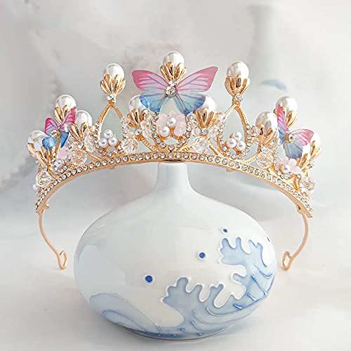 Sparkling Pink Crystal Tiara for Girls - Princess Costume Rhinestone Crown Headband for Weddings, Birthdays, Pageants & Dress Up | Perfect for Halloween, Christmas, Prom & Communion Parties | Elegant Hair Accessory & Cake Topper Gift