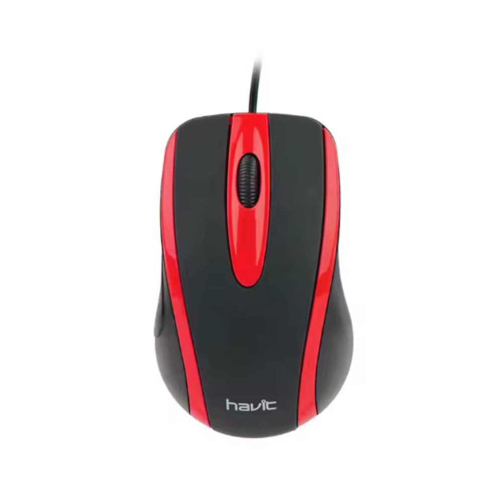 Havit USB Wired Mouse for PC, Laptop, Computer - Black and Red Gaming Mouse [HV-MS753 BK+RD] - Perfect for Office Work, Gaming & Home Use