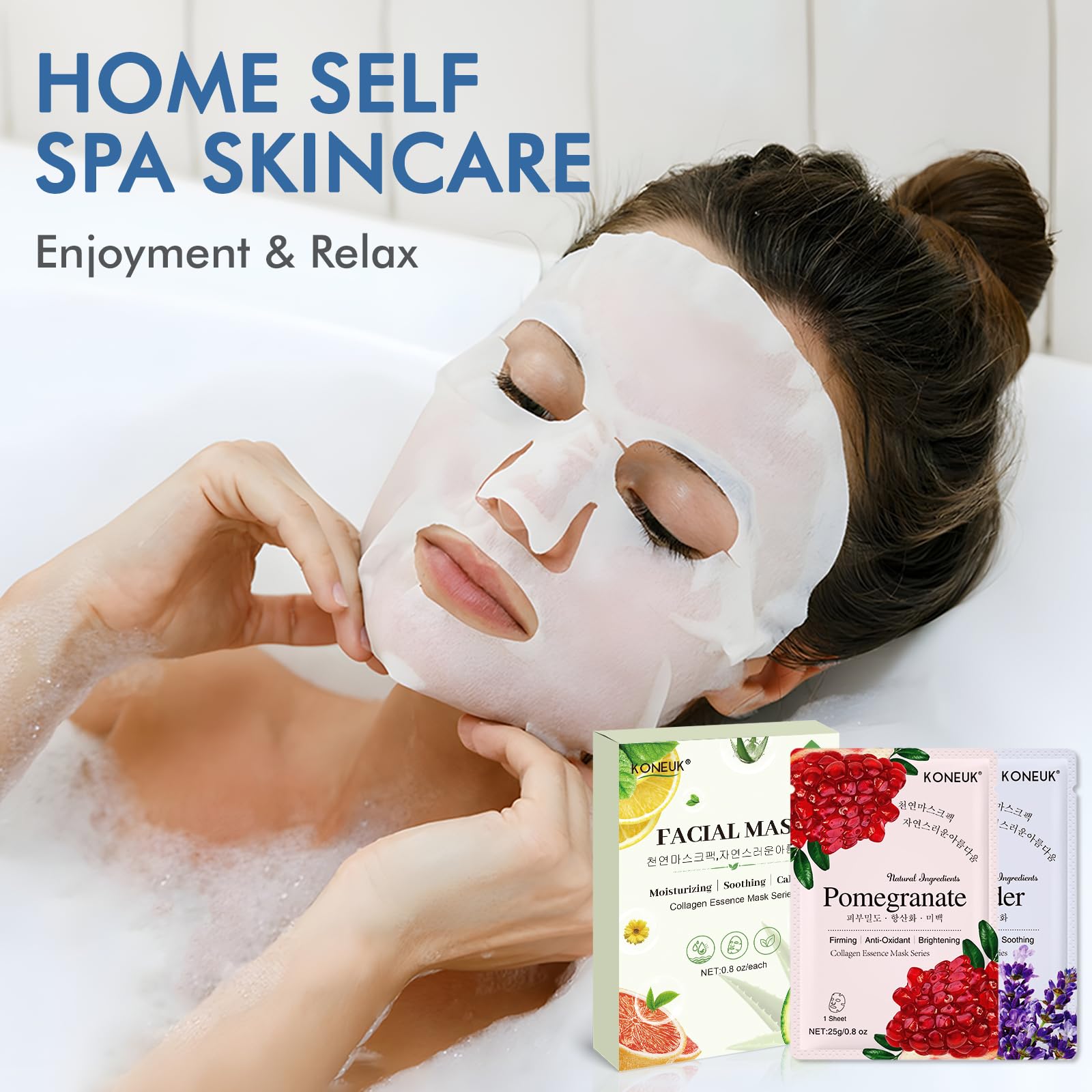 24 Pack Hydrating Collagen Essence Sheet Face Masks for Women - All Skin Types, Spa & Skincare Gift Set - Perfect for Daily Hydration, Spa Parties & Self-Care Routine