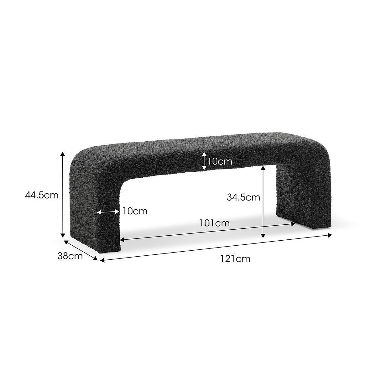 Camille Boucle Arch Bench - Modern Upholstered Accent Bench with Curved Design for Living Room, Bedroom, or Entryway