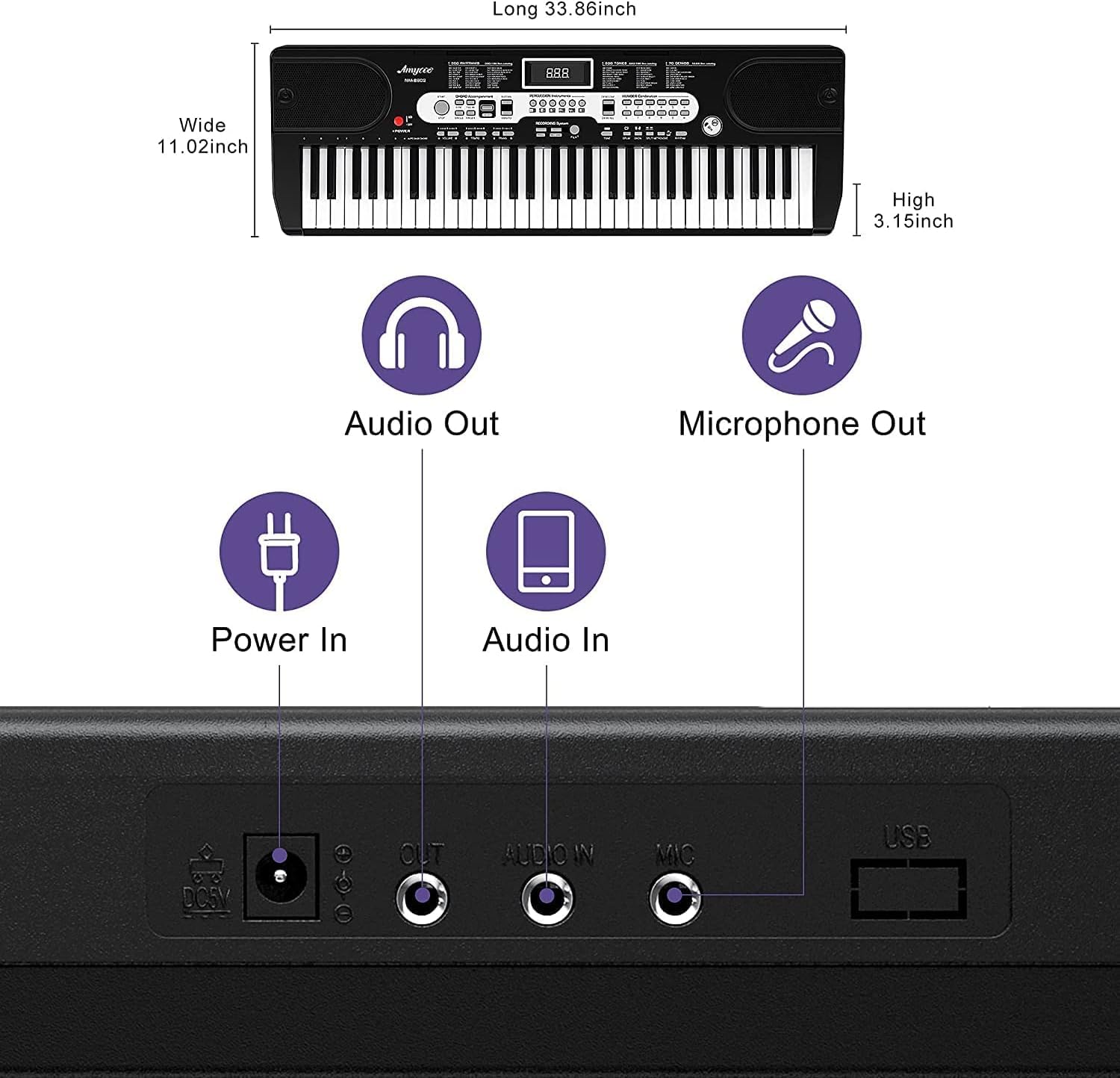 Senfot 61 Key Kids Keyboard Piano - Portable Electric Piano with Stand, Stool, Headphones & Microphone - Best Beginner Musical Instrument Gift for Children - Ideal for Home Practice, Birthday Parties & Music Lessons