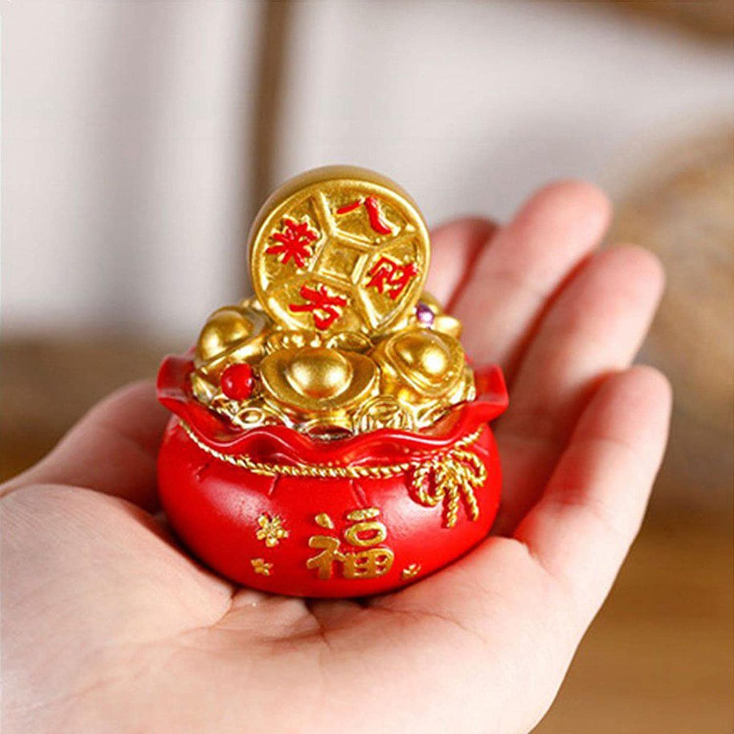 Feng Shui Wealth Money Bag Lucky Charm Statue for Home, Office & Living Room Decor - Attract Prosperity & Good Fortune - Perfect for Desk, Shelf or Gift Giving