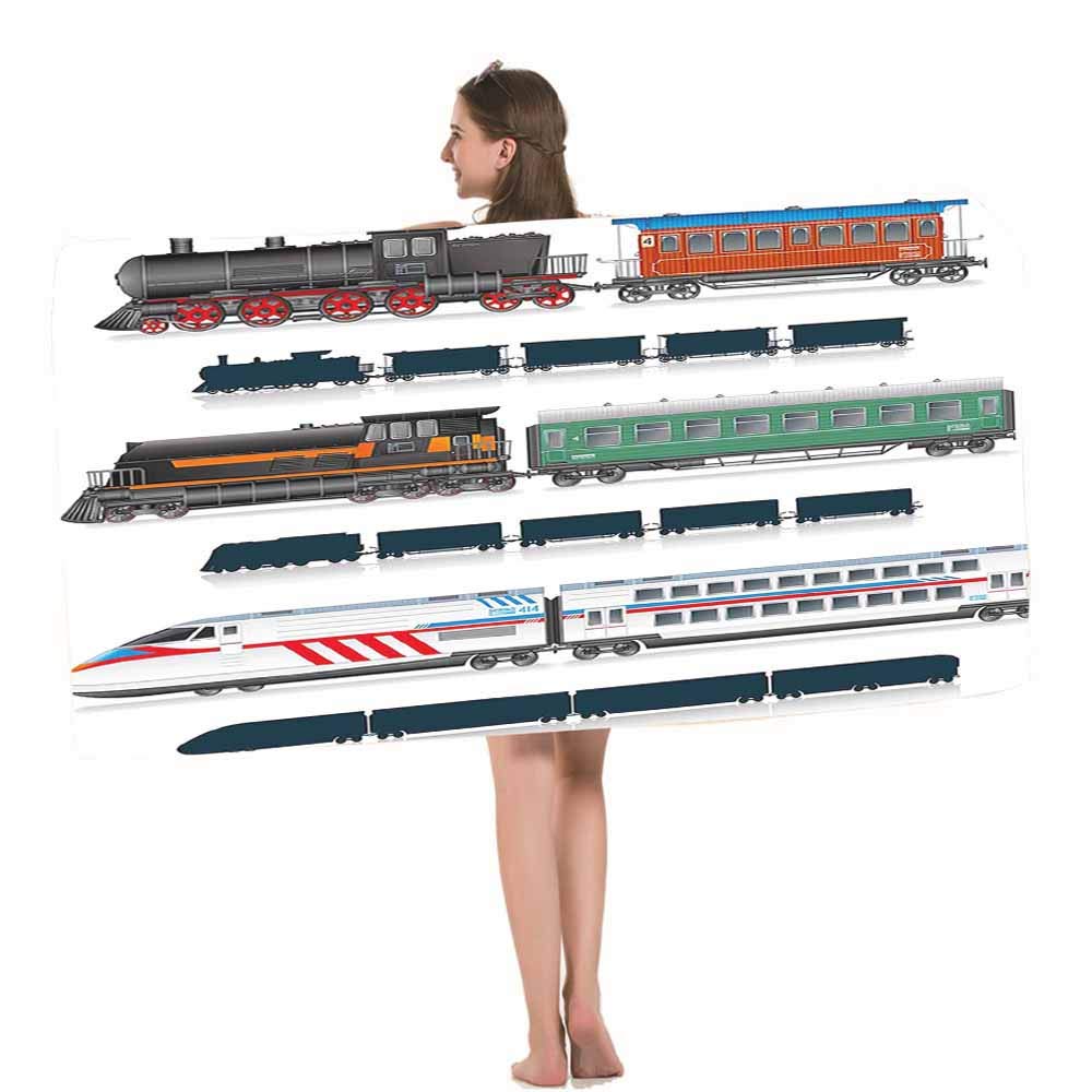 Evolution of Trains Beach Towel - Soft & Highly Absorbent Bath Towel for Swimming, Sports, Beach, Gym & Bathroom | Train Lovers Gift, Historical Design from Ancient to Modern Times | Perfect for Pool Parties, Summer Travel & Home Decor
