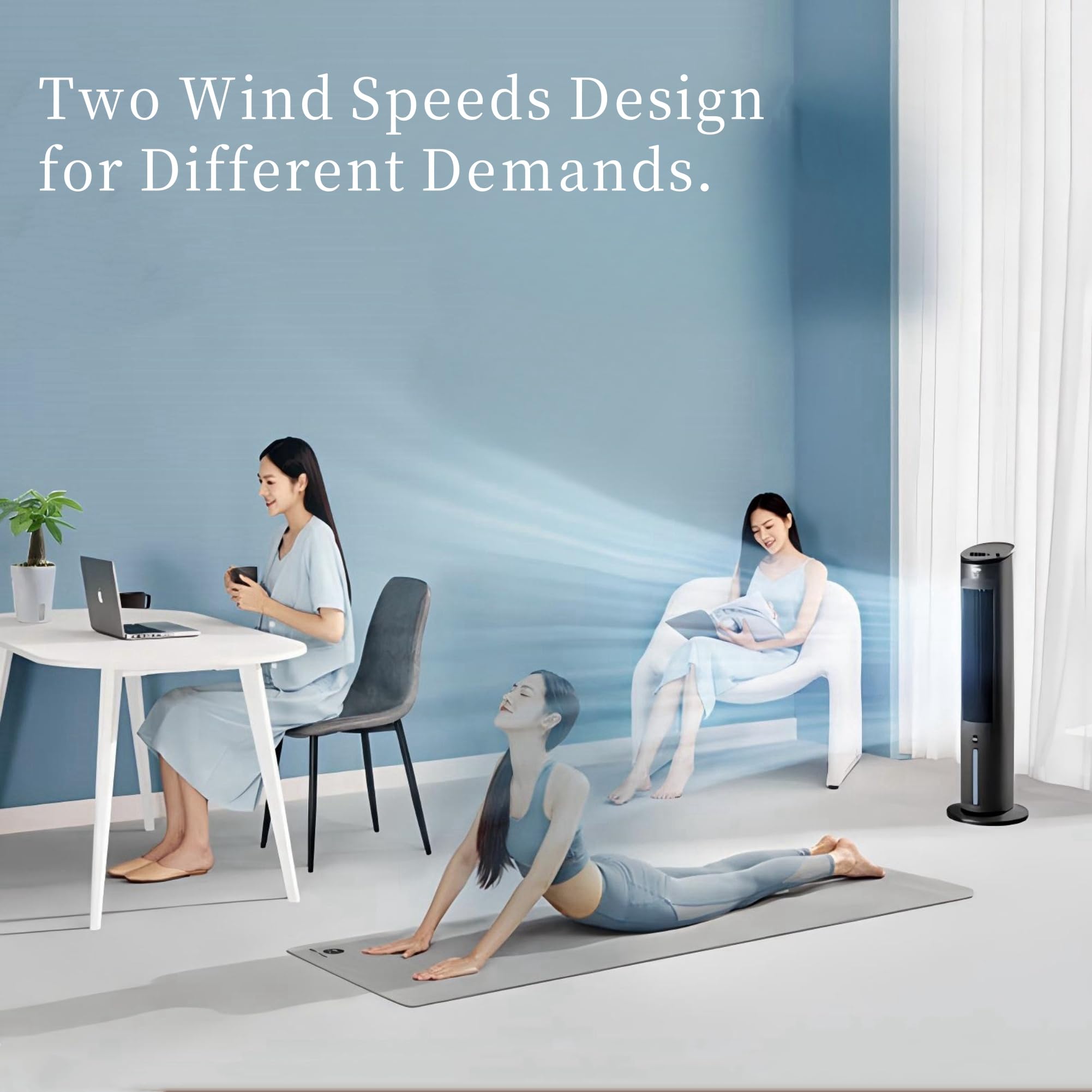 Bladeless Tower Fan with LED Light - 36 Inch Floor Standing Cooling Fan for Home, Bedroom & Office - Quiet & Energy Efficient Air Circulator - Perfect for Summer, Indoor Use & Small Spaces (Black)