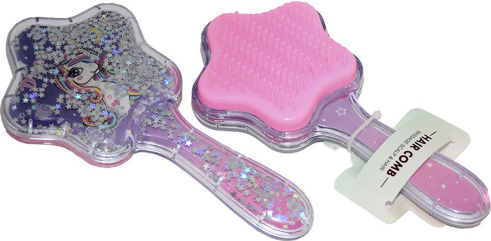 **Vagminekreations Unicorn Hair Brush for Kids - Glittery Star Detangler, Anti-Static, Massage Paddle Hairbrush for Smooth & Tangle-Free Hair - Perfect for Home, Travel & School (3D Unicorn Design)**