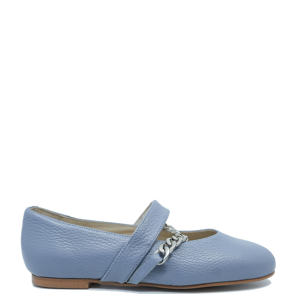 Blublonc Pale Blue Chain Elastic Mary Jane Shoes for Women - Comfortable & Stylish Casual Flats for Everyday Wear, Work, and Special Occasions