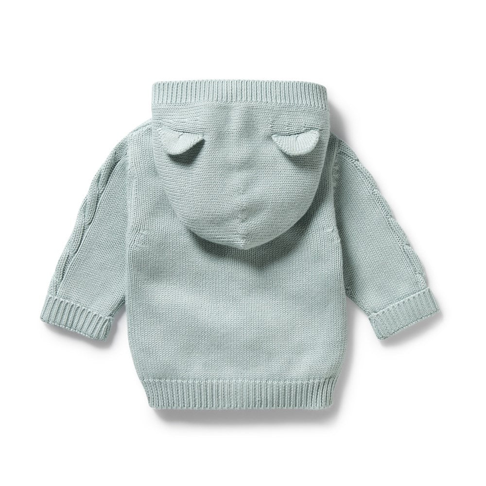 Organic Duck Egg Blue Knitted Cable Sweater for Women - Cozy Winter Pullover for Casual Outings & Outdoor Adventures